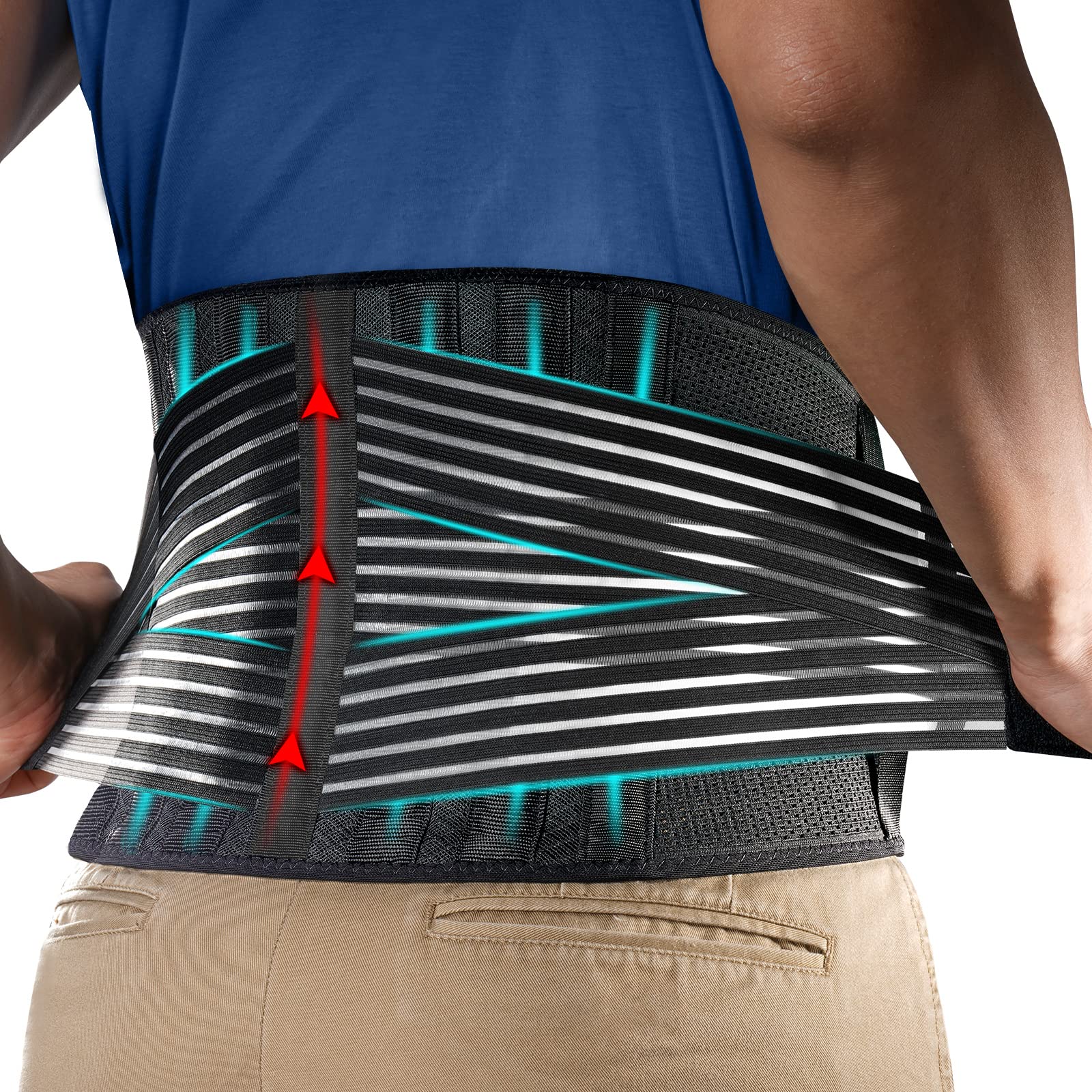 FEATOL Wrist Brace & Back Support Bundle - Adjustable Night Wrist Splint with Hot/Cold Pack (Right Hand, S/M) & Lower Back Brace for Men - Pain Relief for Sciatica, Scoliosis, Heavy Lifting - Ideal for Work, Sports & Post-Surgery Recovery