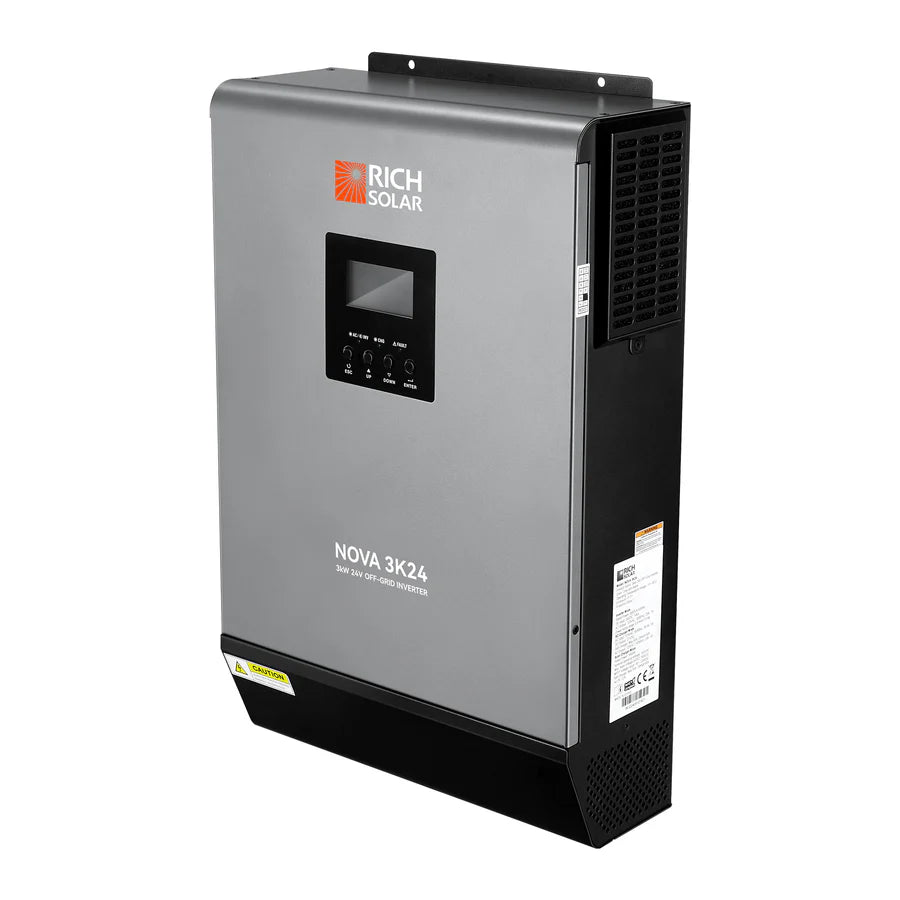 RICH Solar NOVA MAX 3K | 3000W 24V Off Grid Hybrid Solar Inverter with MPPT | Pure Sine Wave Power Inverter for Home, RV, Cabin & Emergency Backup | Solar Energy System for Off-Grid Living & Power Outages