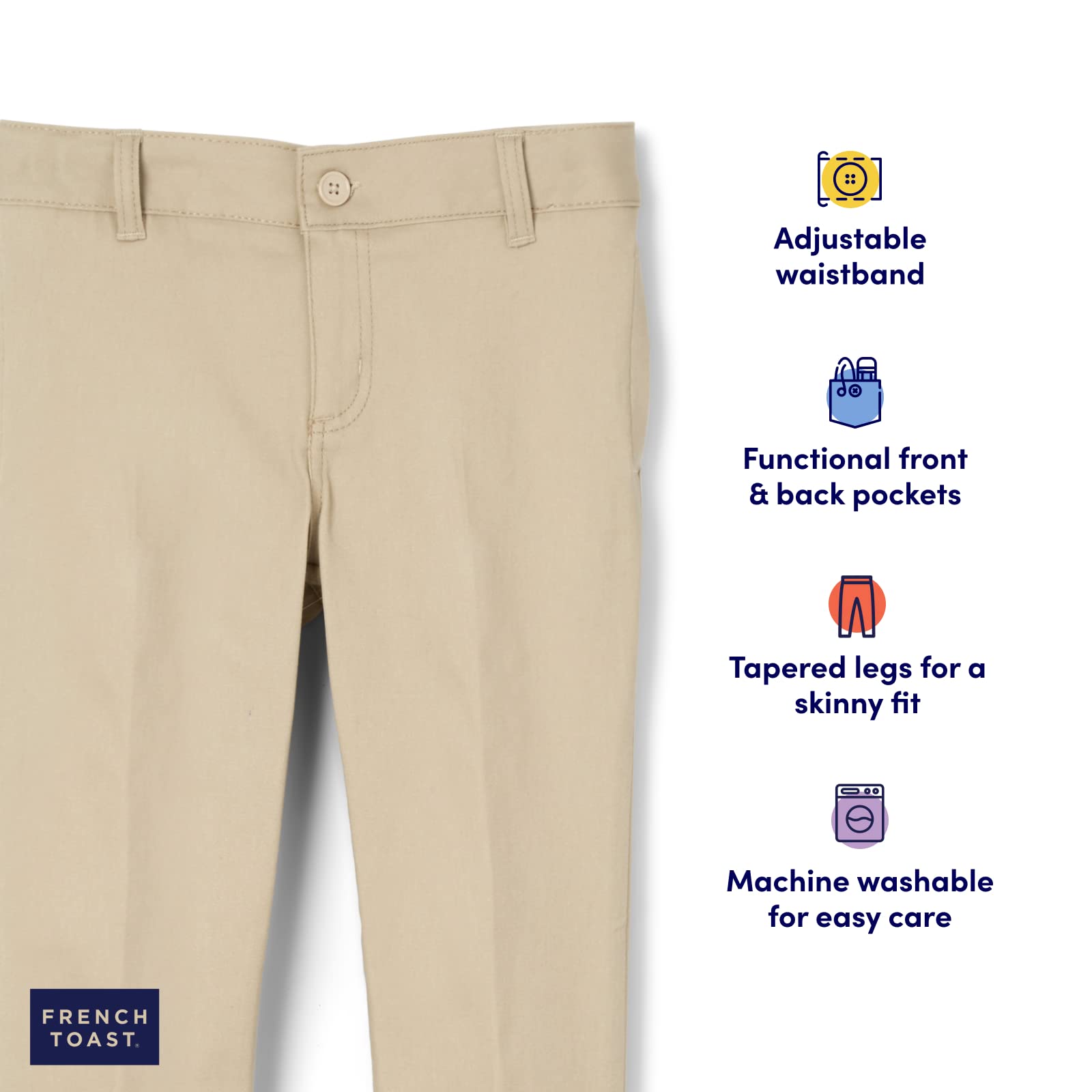 French Toast Girls' Stretchy Twill Skinny Leg Pants with Pockets - Comfortable School Uniform Pants for Kids & Teens - Perfect for Class, Play & Everyday Wear