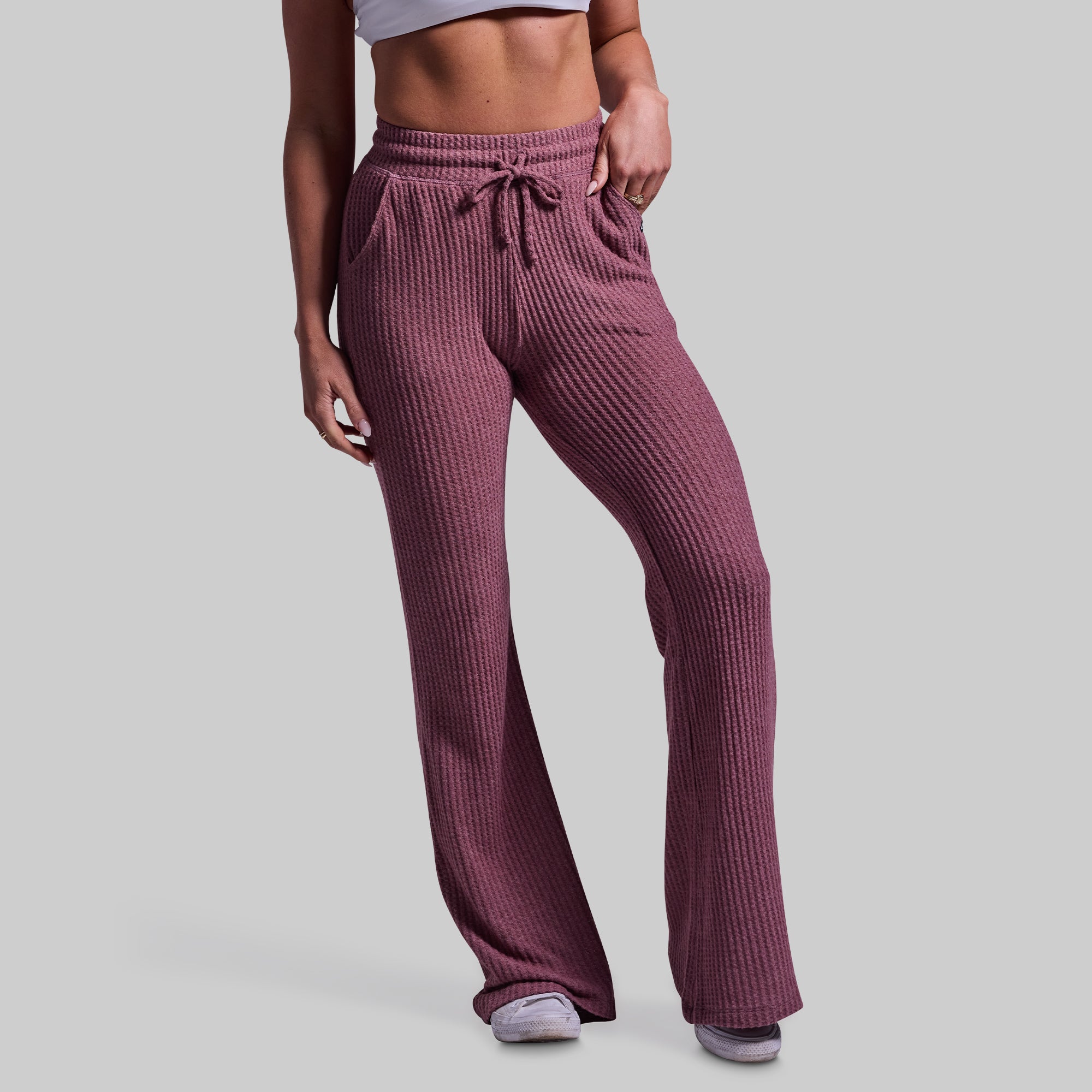 R and R Waffle Lounge Pant for Women - Soft Marsala Waffle Knit Pajama Pants, Cozy Loungewear for Relaxing at Home, Yoga, and Sleepwear