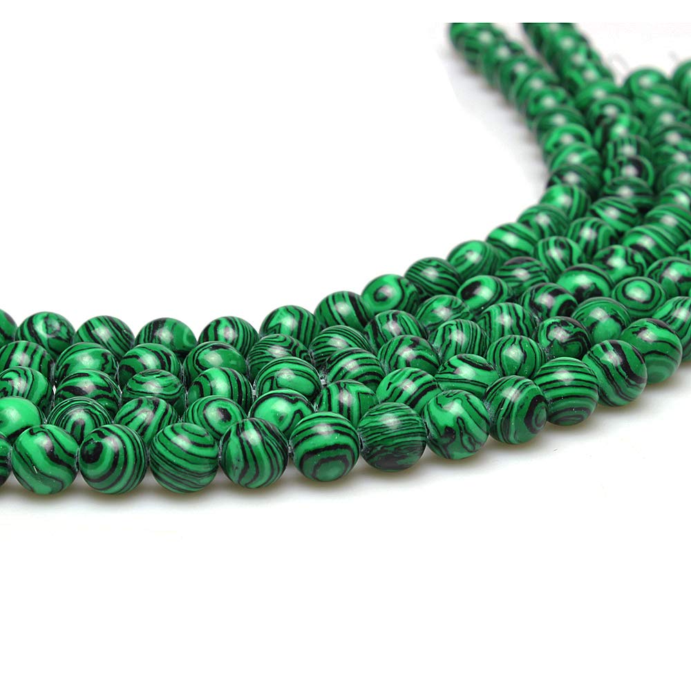 Natural Green Malachite Round Beads 8mm - DIY Jewelry Making Supplies for Necklaces, Bracelets & Earrings - 15
