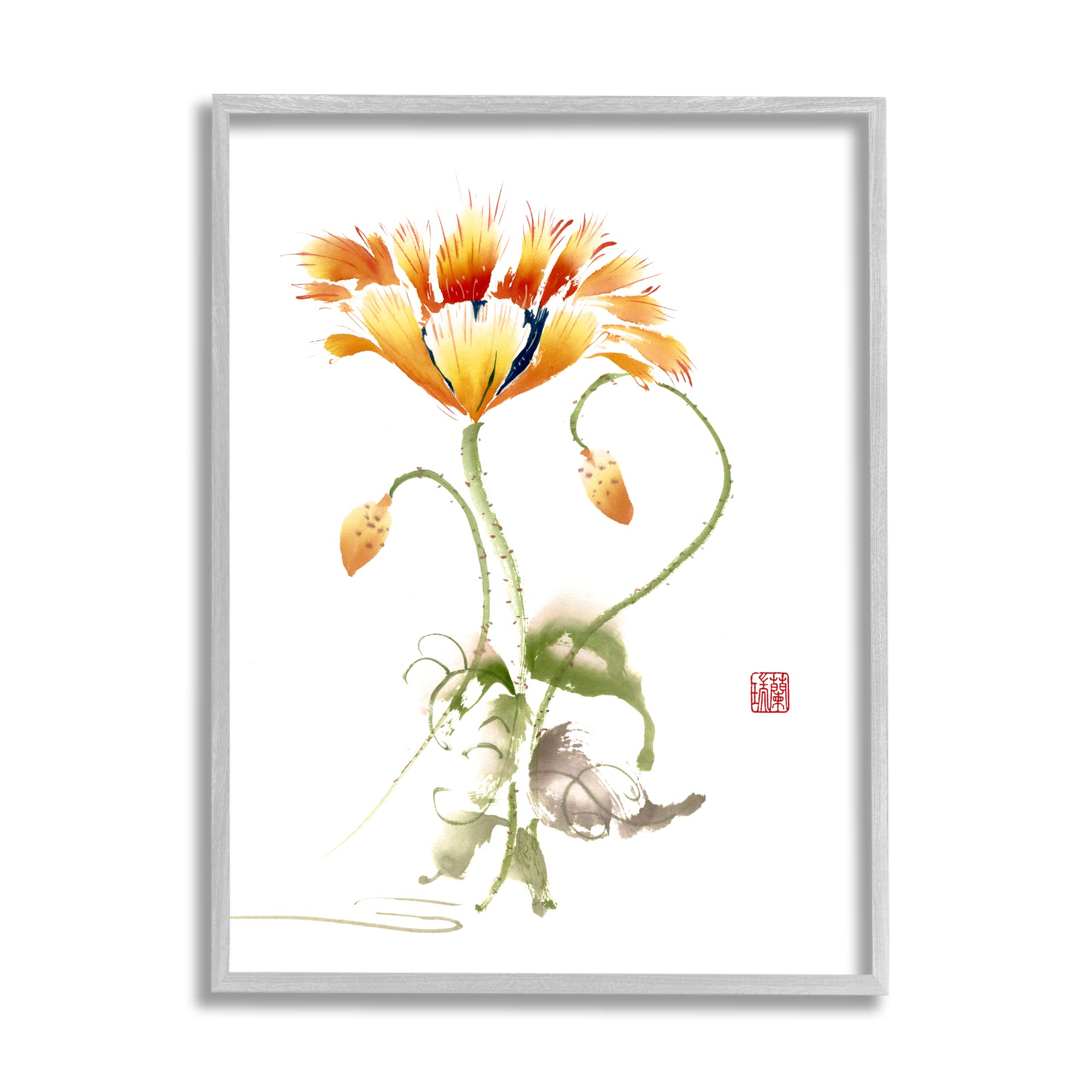 Stupell Industries Orange Yellow Daisy Flower Blossom Wall Art - Hand-Painted Botanical Illustration by Nan Rae - Perfect for Living Room, Bedroom & Office Decor