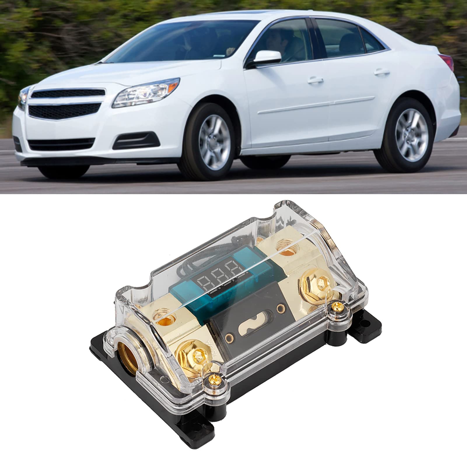 250A ANL Fuse Holder with Digital LED Display - 0/2/4 Gauge In/Out Car Audio Power Distribution Block for Stereo Systems - Perfect for Car Audio Upgrades, Bass Boosters & Amplifier Installations