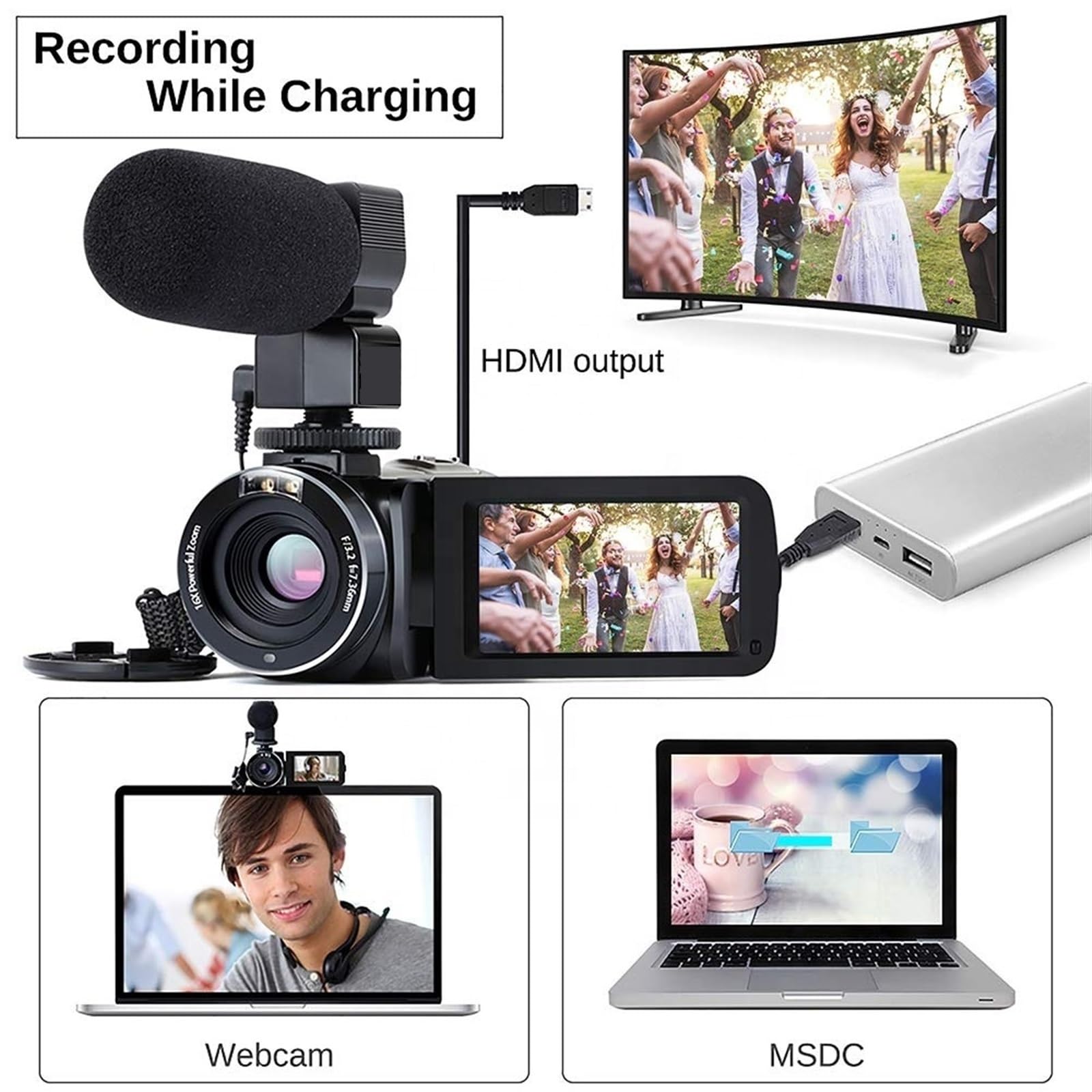 4K UHD 48MP Digital Video Camera - WiFi Streaming Camcorder with 128GB SD Card (2-Pack) for Vlogging, YouTube Content Creation & Outdoor Adventure Photography