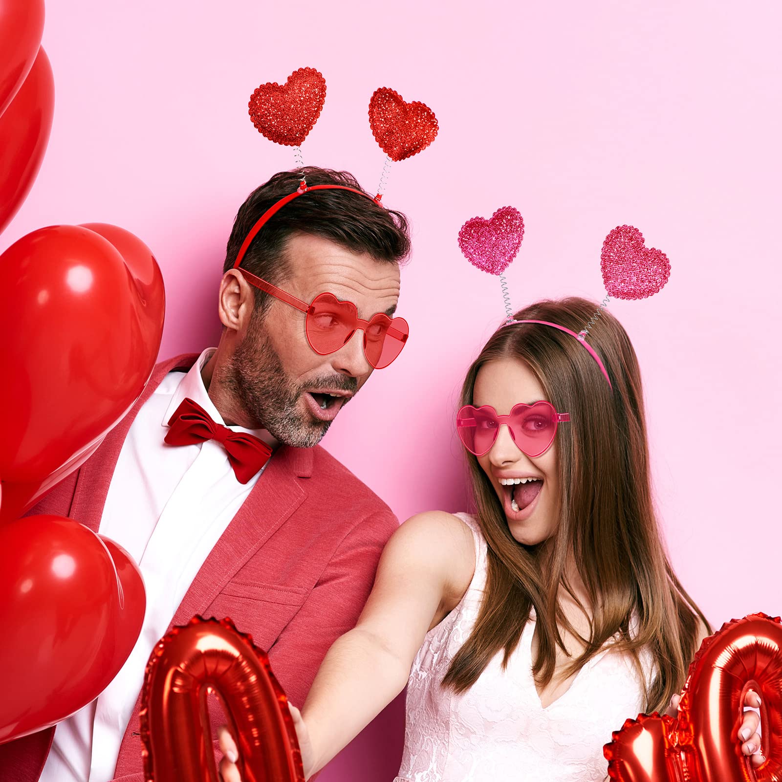 Yunsailing 48 Pcs Valentine's Day Heart Headbands & Heart Sunglasses Set - Cute Party Favors for Kids & Adults - Perfect for Valentine's Parties, School Events & Photo Booths