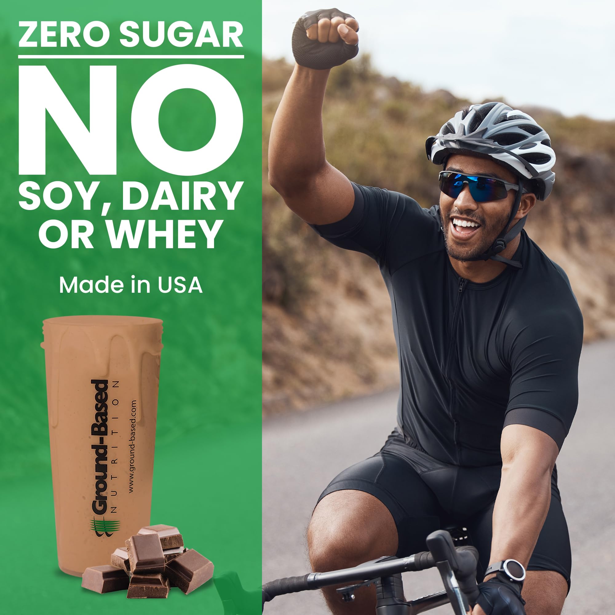 Ground-Based Nutrition Plant-Based Protein Powder – Organic Vegan Superfood with Essential Greens – Keto, Paleo, Low Calorie, Non-GMO, Gluten Free – Chocolate Flavor (14 Servings) – Perfect for Smoothies, Baking & Post-Workout Recovery