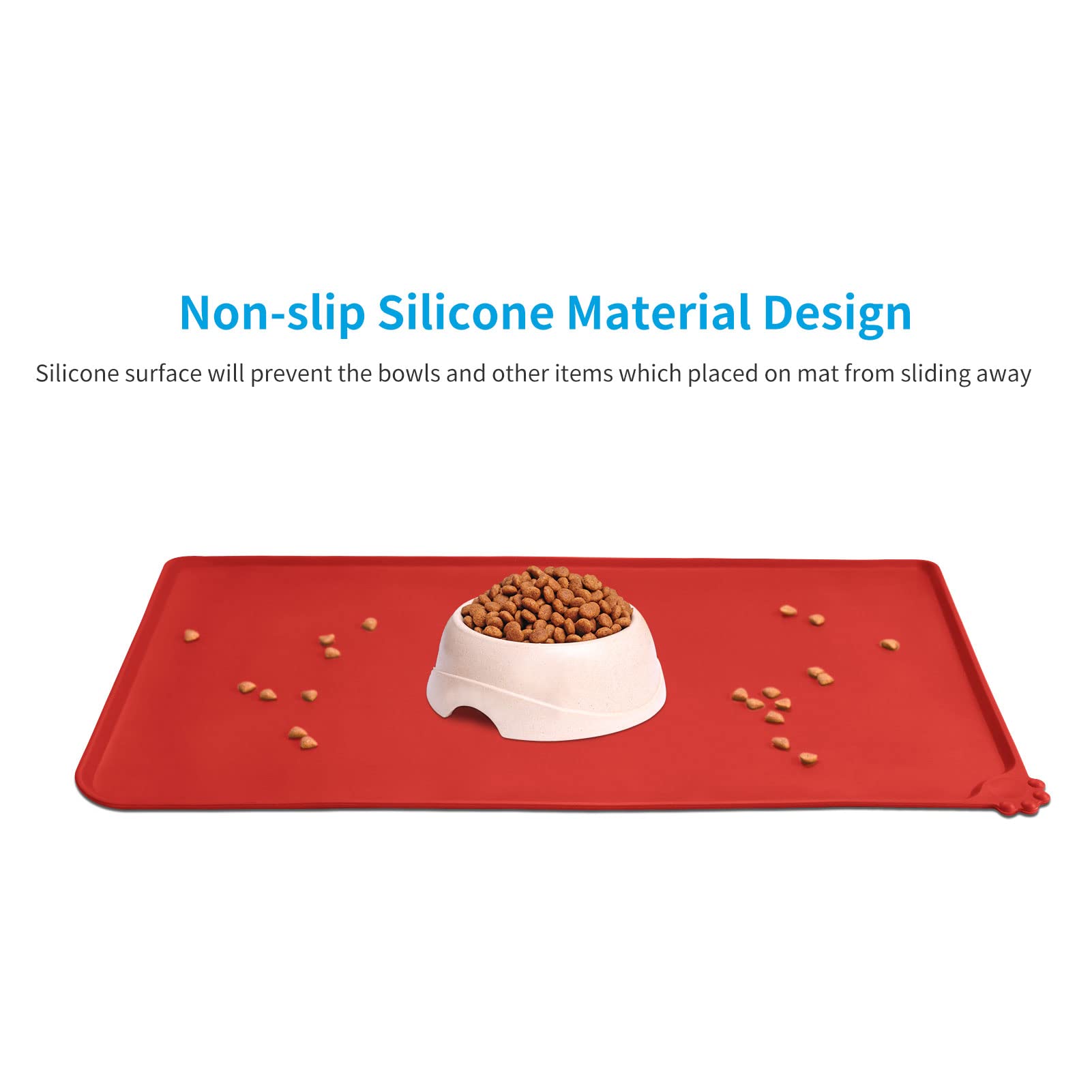 AUDWUD Non-Slip Silicone Pet Feeding Mat - Waterproof Dog Bowl Mat for Food & Water - Perfect for Kitchen, Crate, and Outdoor Use