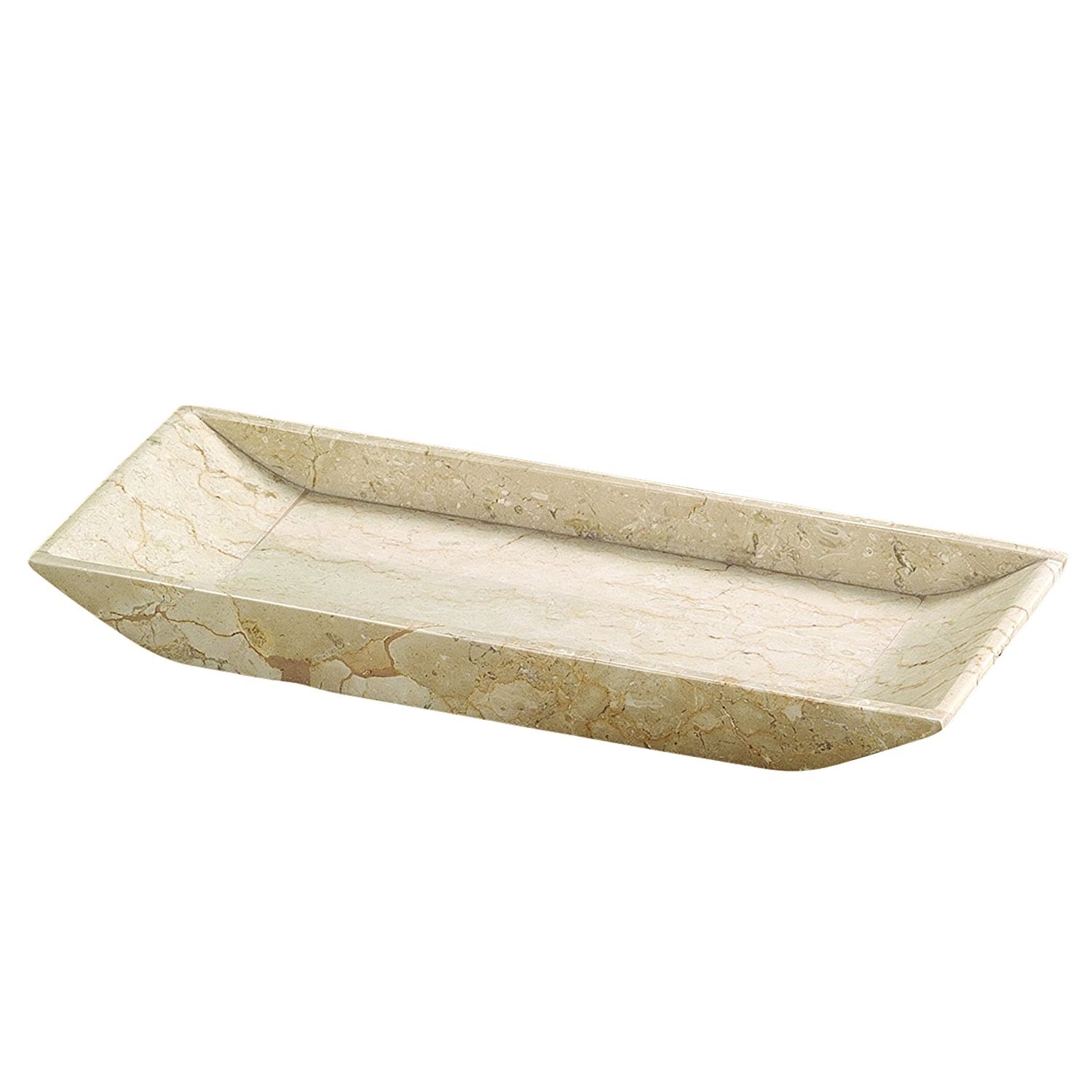 Elegant Natural Champagne Marble Boat-Shaped Vanity Tray - Luxury Jewelry & Makeup Organizer for Bathroom Countertop, Dresser, and Nightstand Decor