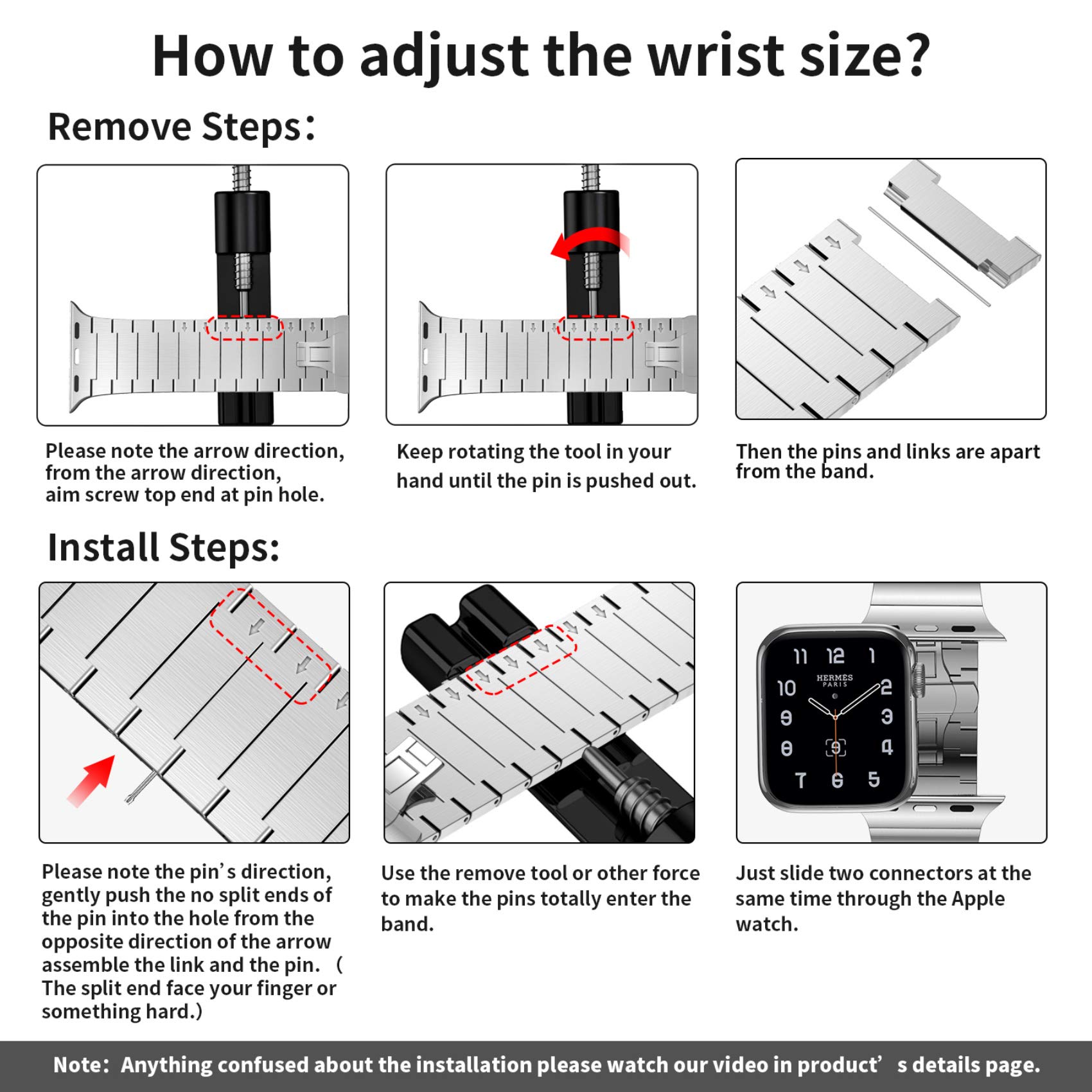 Fitlink Upgraded Stainless Steel Metal Watch Band for Apple Watch Series 6/SE/5/4/3/2/1 - 38mm 40mm Compatible Bands - Silver, Perfect for Workout, Office & Everyday Wear