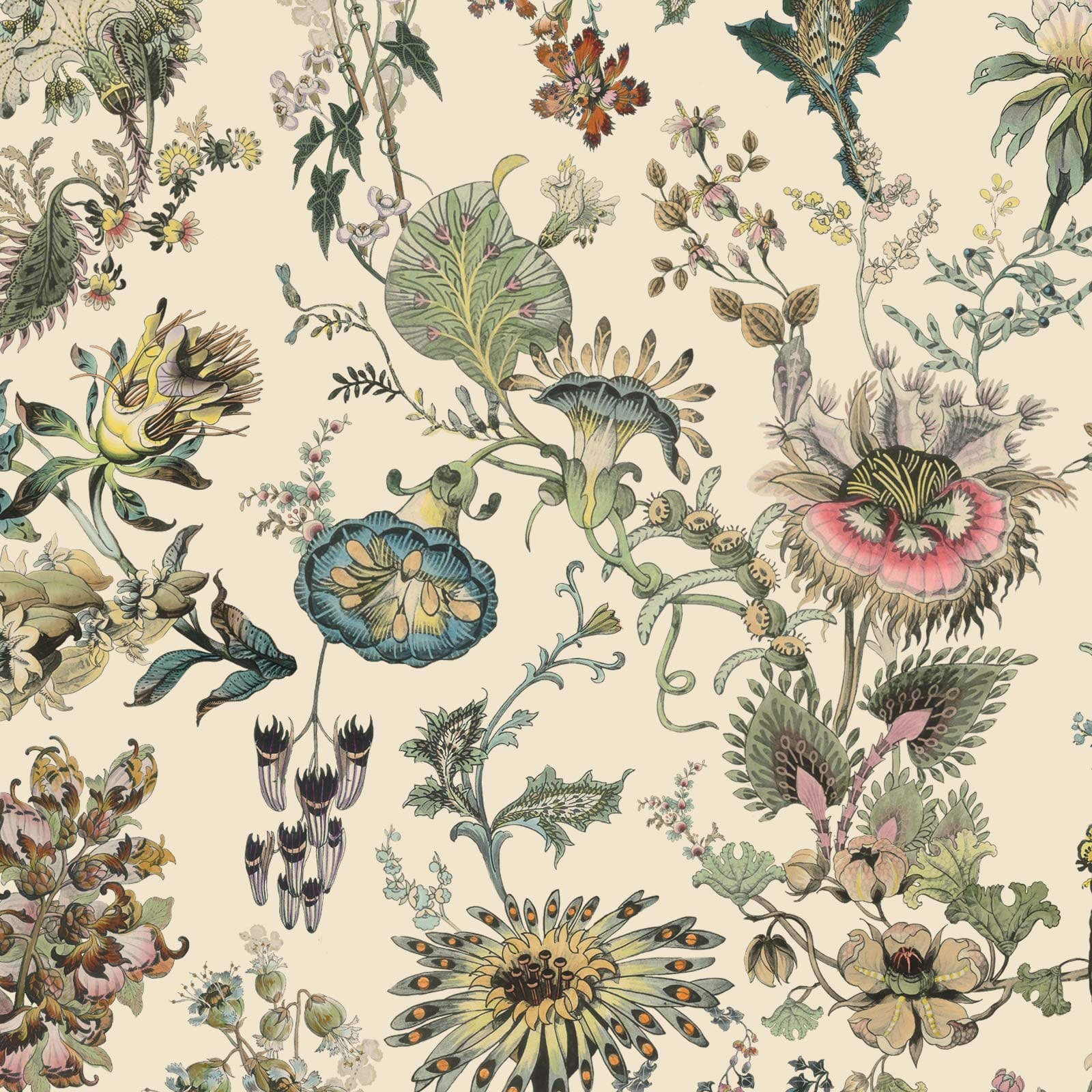FLORAFANTASIA Ecru Wallpaper Sample - Premium Peel and Stick Wallpaper for Bedroom, Living Room & Home Decor