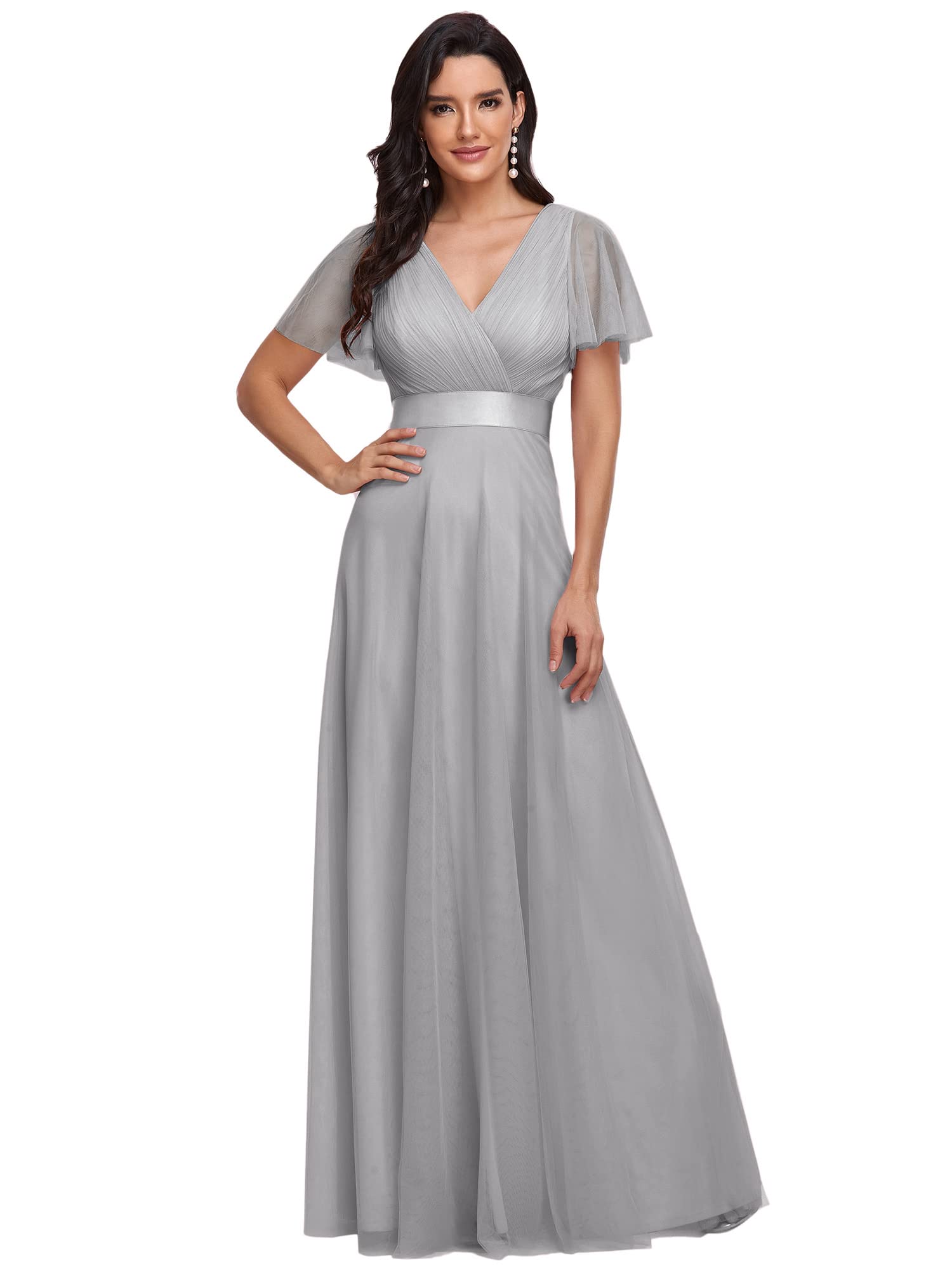 Ever-Pretty Women's Double V-Neck Empire Waist Front Wrap Bridesmaid Dress 7962 - Elegant Formal Gown for Weddings, Parties & Special Occasions