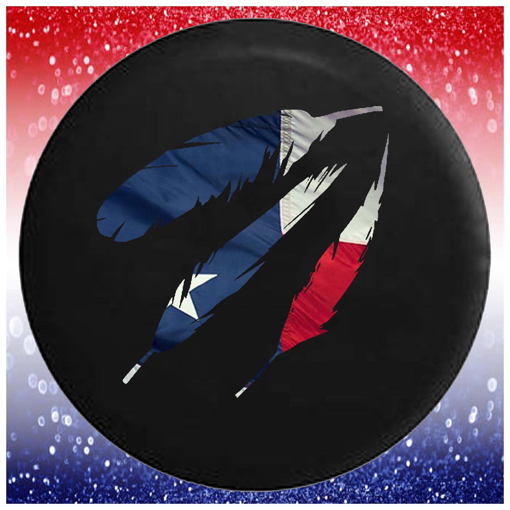 31 Inch American Flag Spare Tire Cover for Trucks, SUVs, RVs & Trailers - Durable Black Feather Design for Camping & Outdoor Adventures