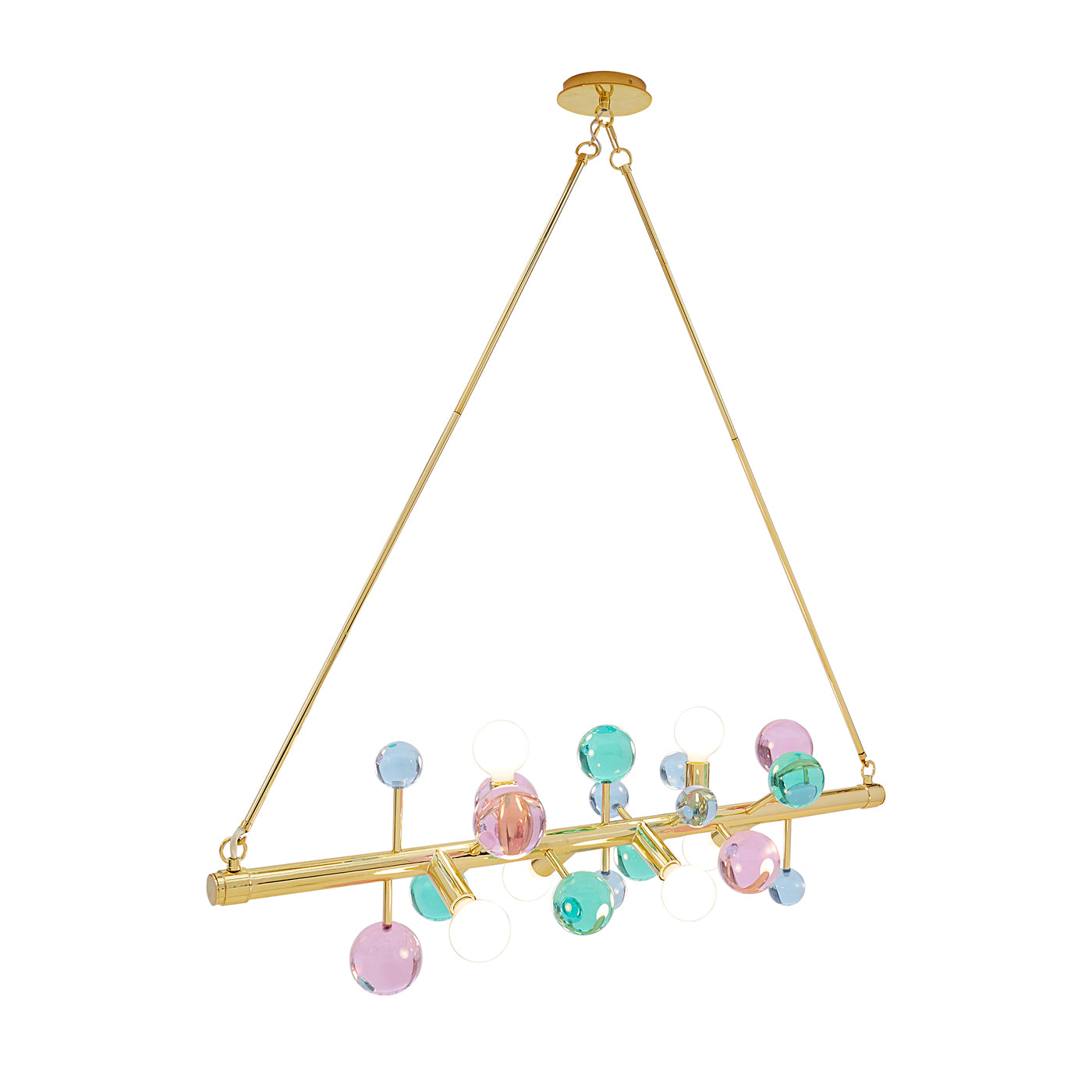 Globo Six Light Linear Chandelier - Modern LED Crystal Pendant Lighting Fixture for Dining Room, Kitchen Island & Living Room Decor