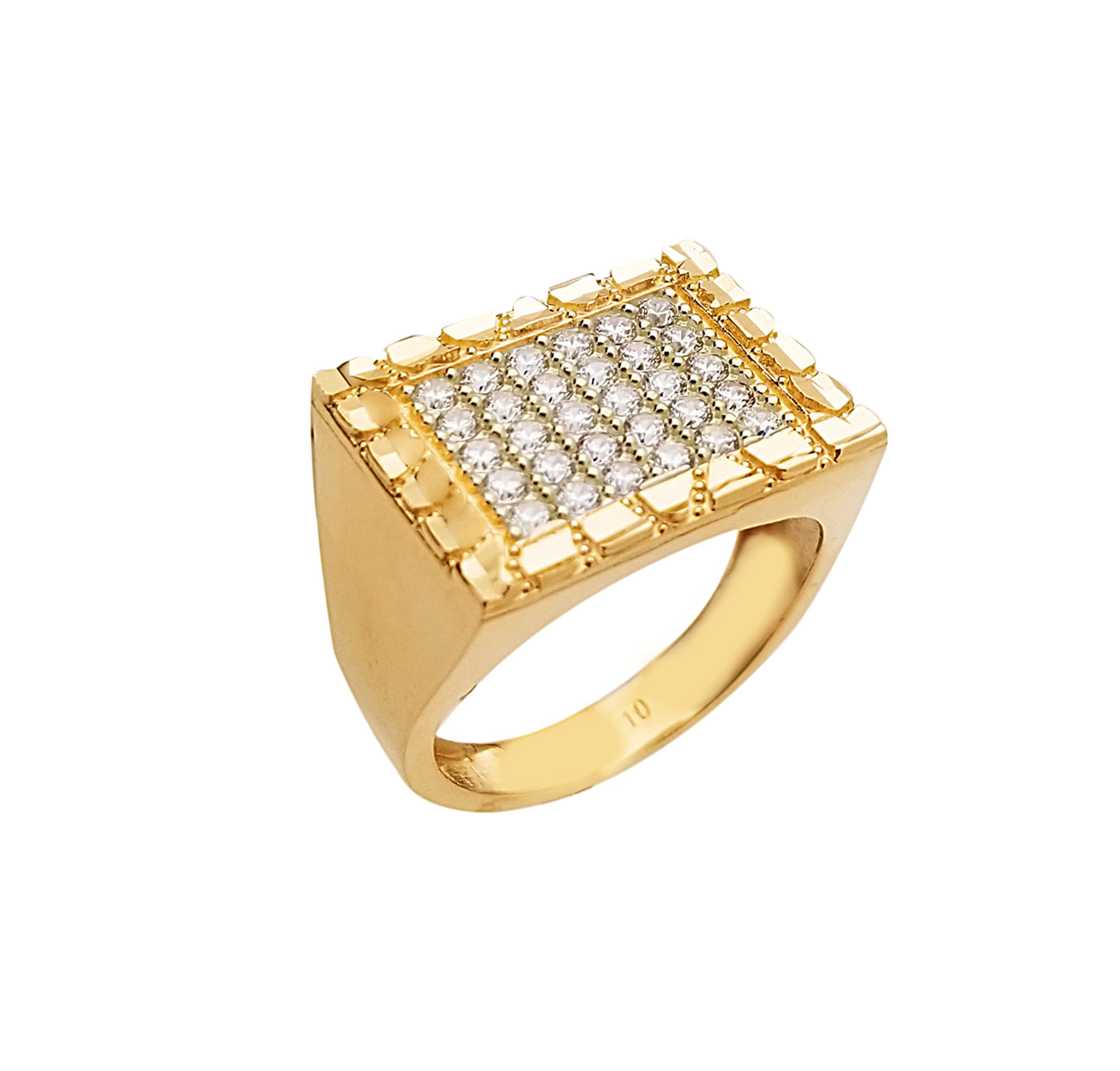 10K Yellow Gold Men's Nugget Frame Ring - Durable & Stylish Wedding Band, Anniversary Gift for Him, Perfect for Everyday Wear & Special Occasions