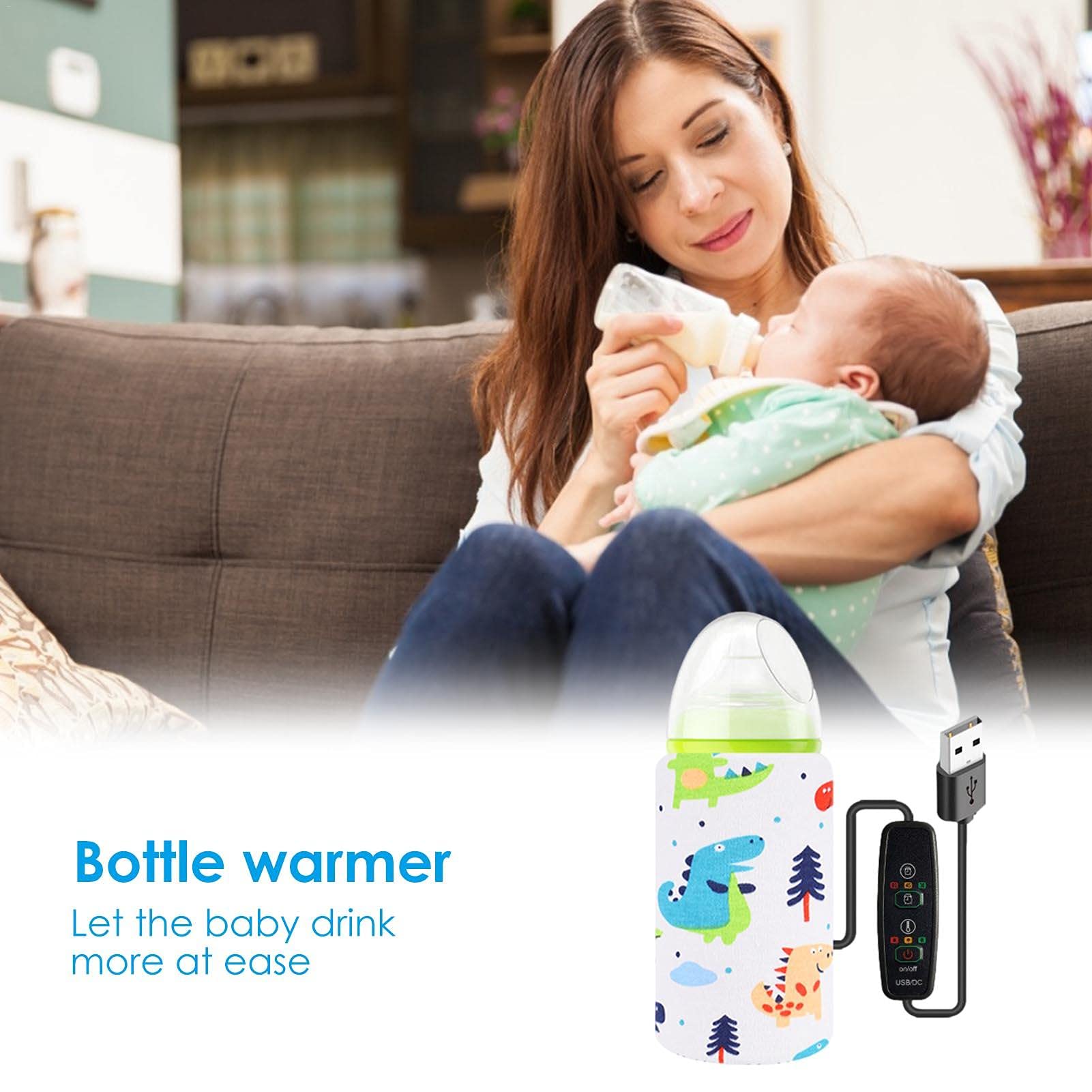 Portable USB Baby Bottle Warmer - Travel Milk Bottle Heater for Infants, Fast & Safe Warming, Ideal for Home, Travel & On-the-Go Feeding