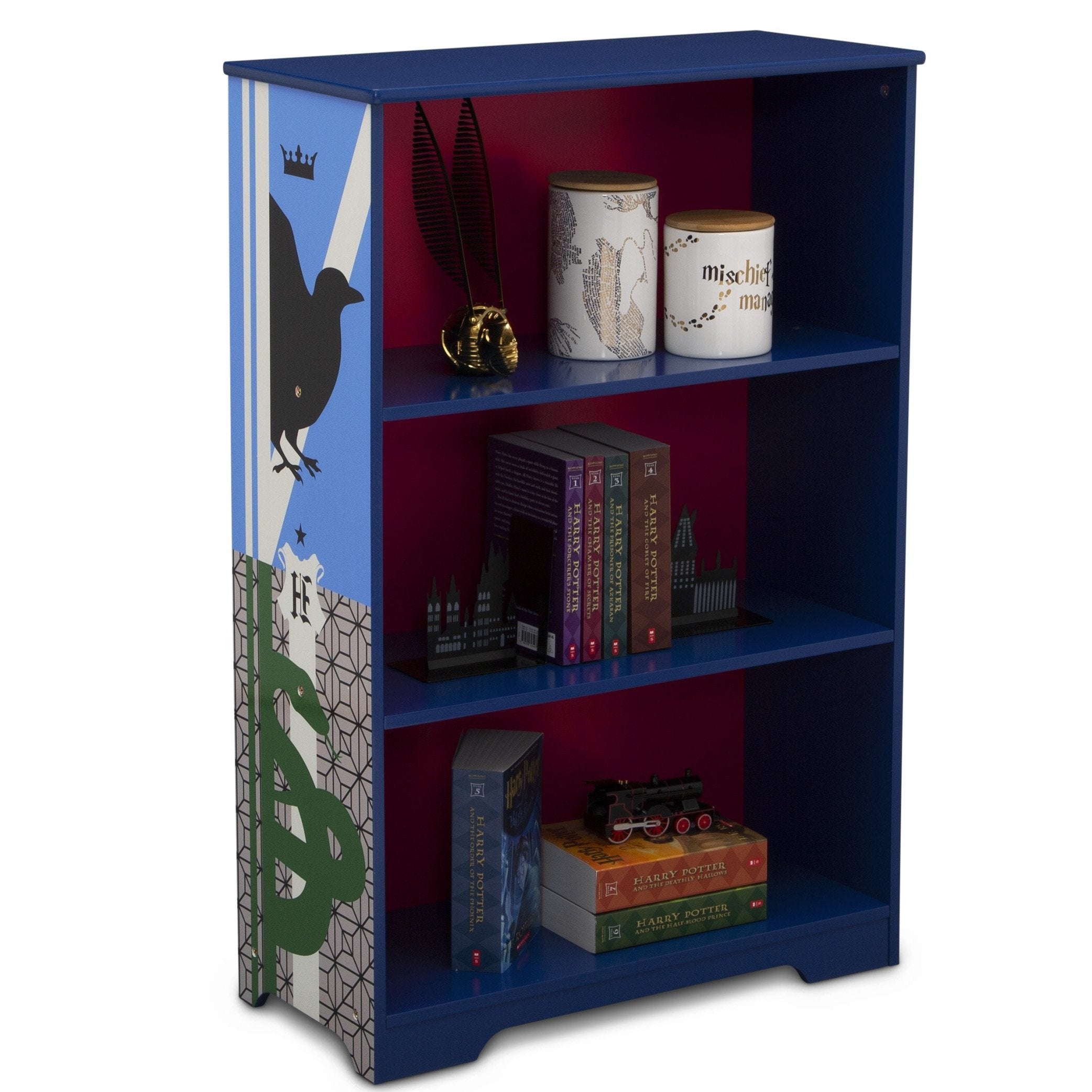 Harry Potter Deluxe 3-Tier Wooden Bookcase - Display Books, Collectibles & Decor | Perfect for Home Library, Office & Dorm Room Organization