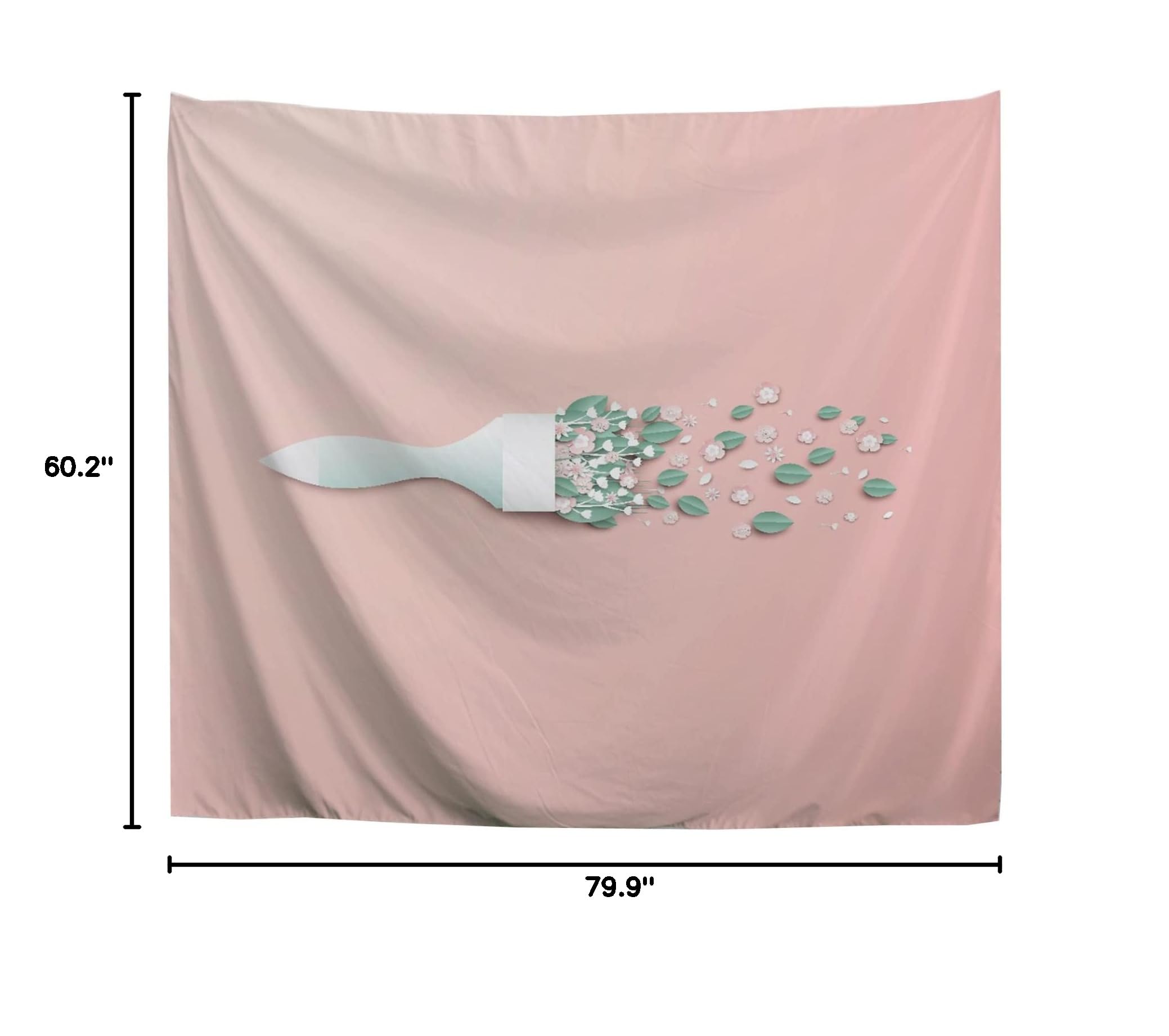 Boho Floral Wall Tapestry - Pink Brush Stroke Bouquet Fabric Wall Hanging Decor for Bedroom, Living Room & Dorm (60x80 inches) | Chic Home Aesthetic & Bohemian Room Decor