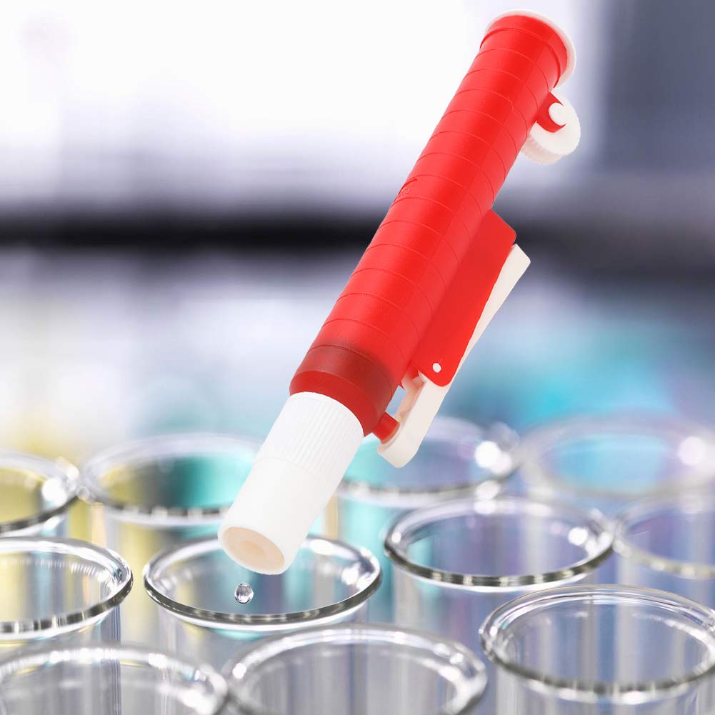 25ml Red Pipette Pump - Manual Pipette for Disposable Plastic & Glass Pipettes | Easy to Clean & Disassemble | Perfect for Lab Experiments, Chemistry Tests & Scientific Research