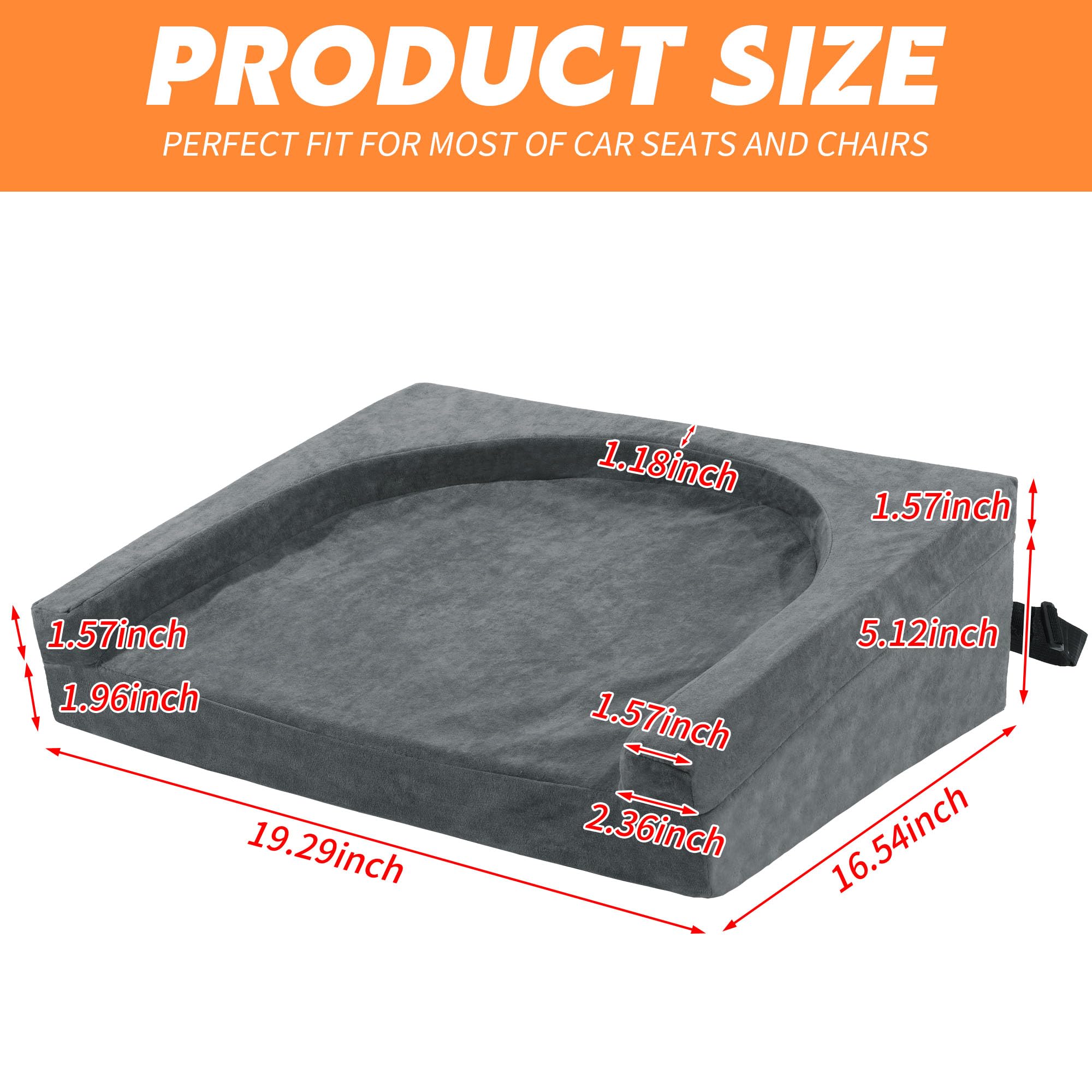 Car Booster Seat for Short Drivers - Thick Foam Driver Seat Cushion with Coccyx Support | Height-Adjustable Wedge Boost Mat for Adults | Perfect for Car, Office & Home Use | Improve Driving Comfort & Posture