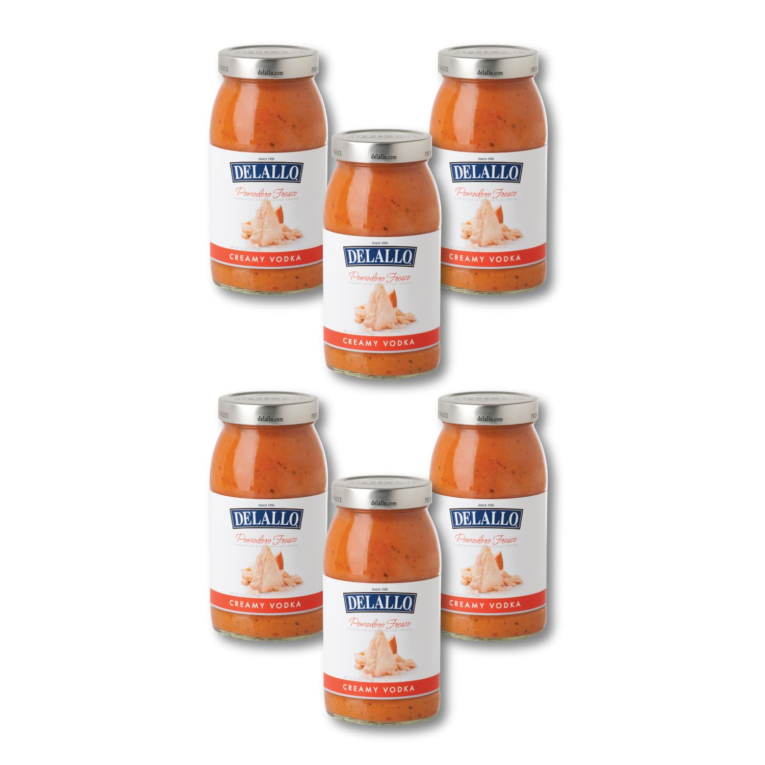 DeLallo Creamy Vodka Sauce (6-Pack) - Authentic Italian Tomato Pasta Sauce with Parmesan & Pecorino Romano Cheeses | Gluten Free, All Natural, Sweet & Tangy Flavor | Perfect for Pasta Dishes, Pizza Topping & Italian Recipes