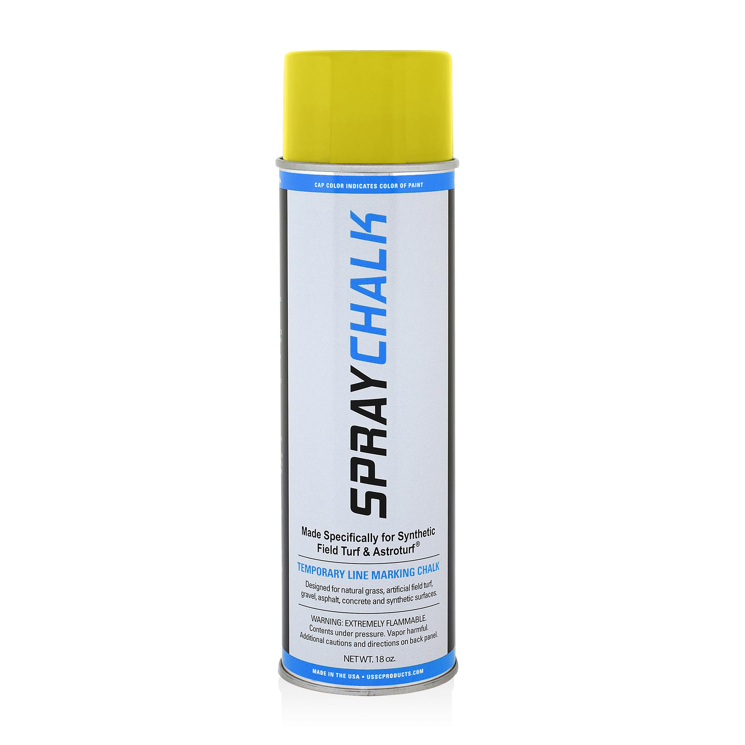 Yellow Temporary Removable Chalk Marking Spray for Synthetic Turf, Asphalt & Concrete - Perfect for Sports Field Lines, Construction Layouts & Outdoor Games