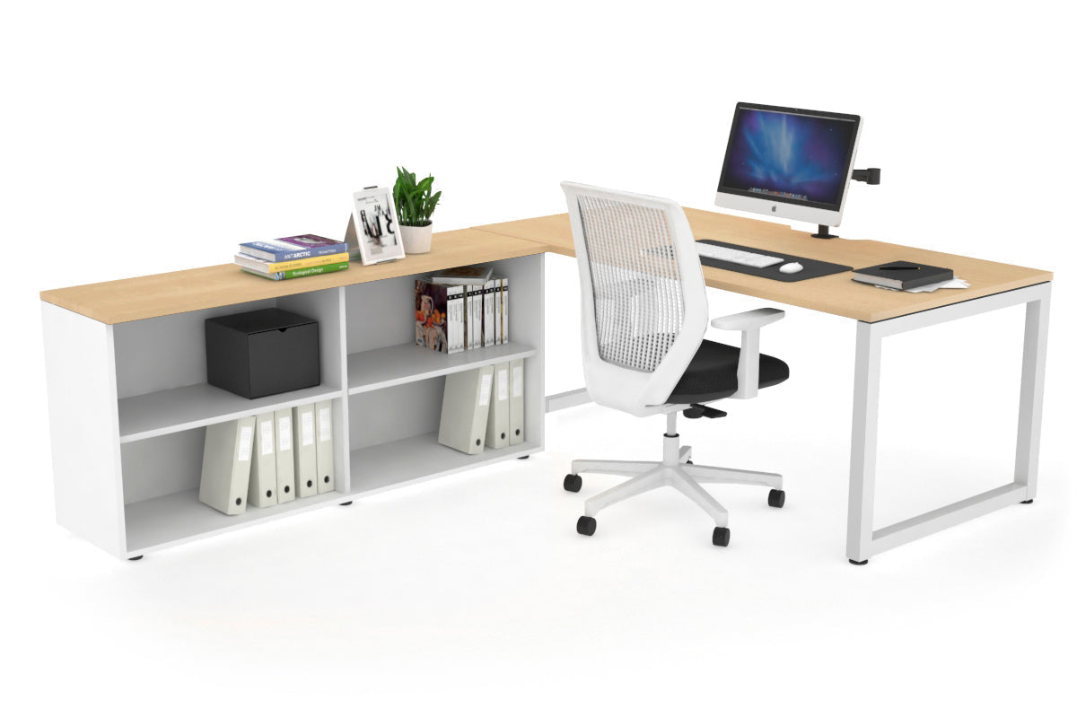 Quadro Loop Executive White Frame Office Chair - 1800L x 800W with Cable Scallop - Ergonomic Desk Chair for Home & Office Workspace