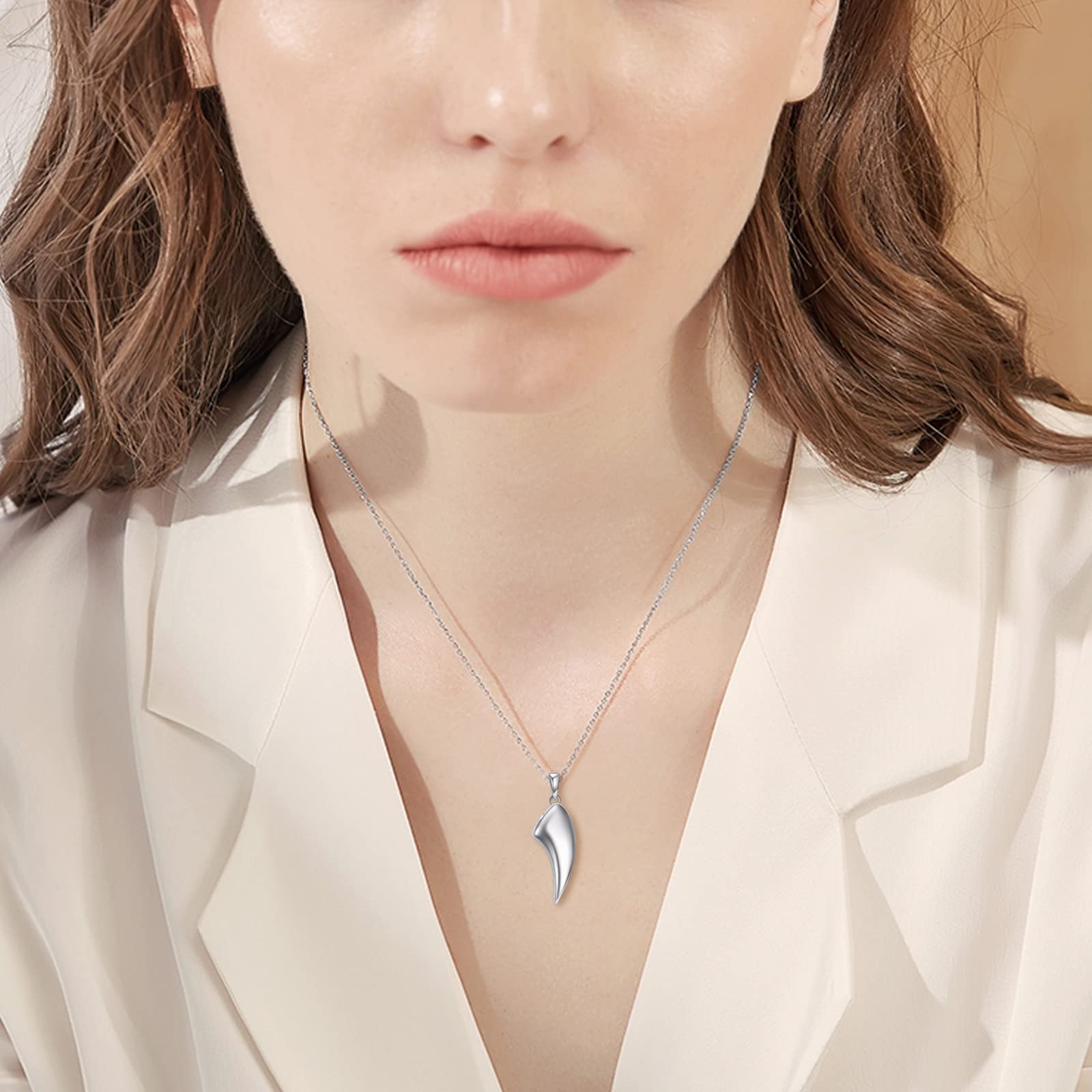 Wolf Tooth Pendant Urn Necklace - Sterling Silver Memorial Jewelry for Ashes Keepsake - Perfect for Honoring Loved Ones & Pet Memorial Gifts