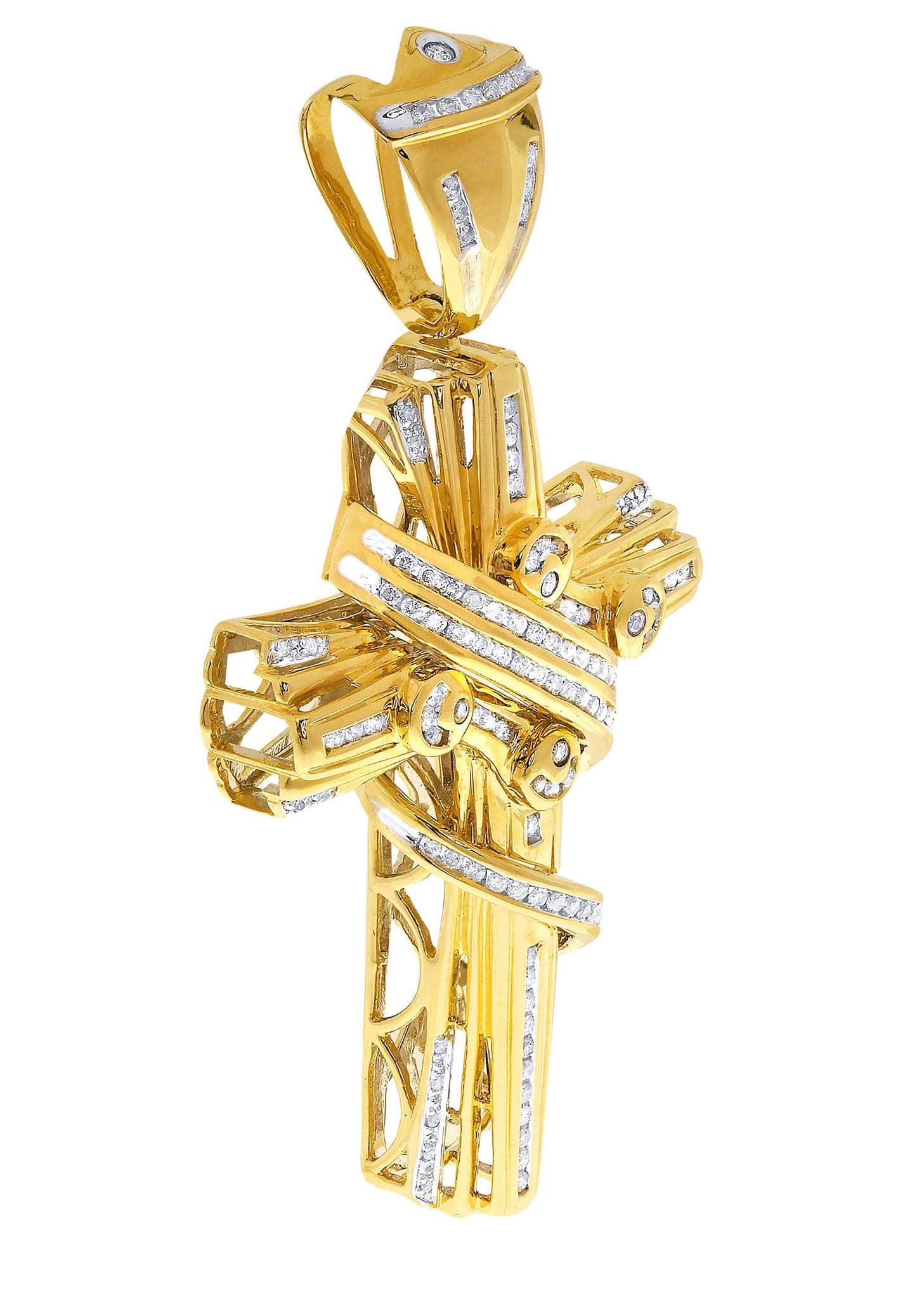 1.62 Carat Diamond Cross Pendant Necklace - 29.77 Grams Solid Gold Religious Jewelry for Women - Perfect for Baptism, Confirmation & Special Occasions