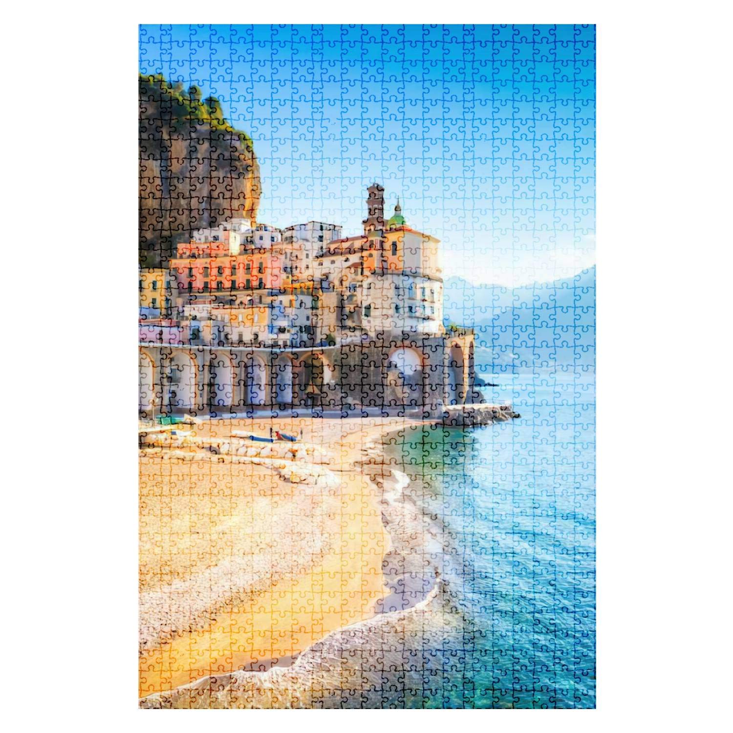 1000-Piece Wooden Jigsaw Puzzle - Amalfi Coast Italy Cityscape Morning View, Challenging Adult Puzzle, DIY Educational Toy, Home Decor Gift for Adults & Kids | Perfect for Family Game Night, Stress Relief & Brain Training