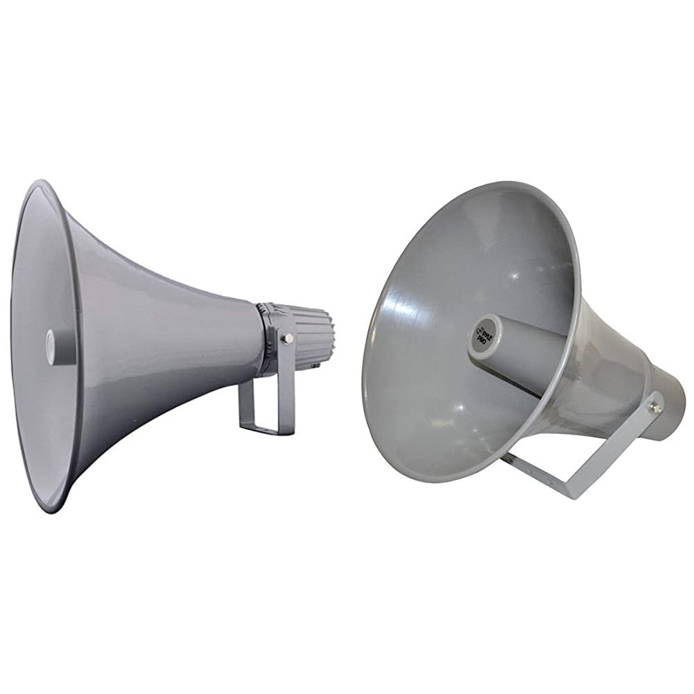 PyleHome PHSP16 16-Inch 80W Indoor/Outdoor PA Horn Speaker - 100V/70V Audio System, Compact Megaphone with Loud Sound (Gray) & Pyle PHSP131T 13.5-Inch 50W Speaker - Perfect for Stadiums, Schools, and Outdoor Events