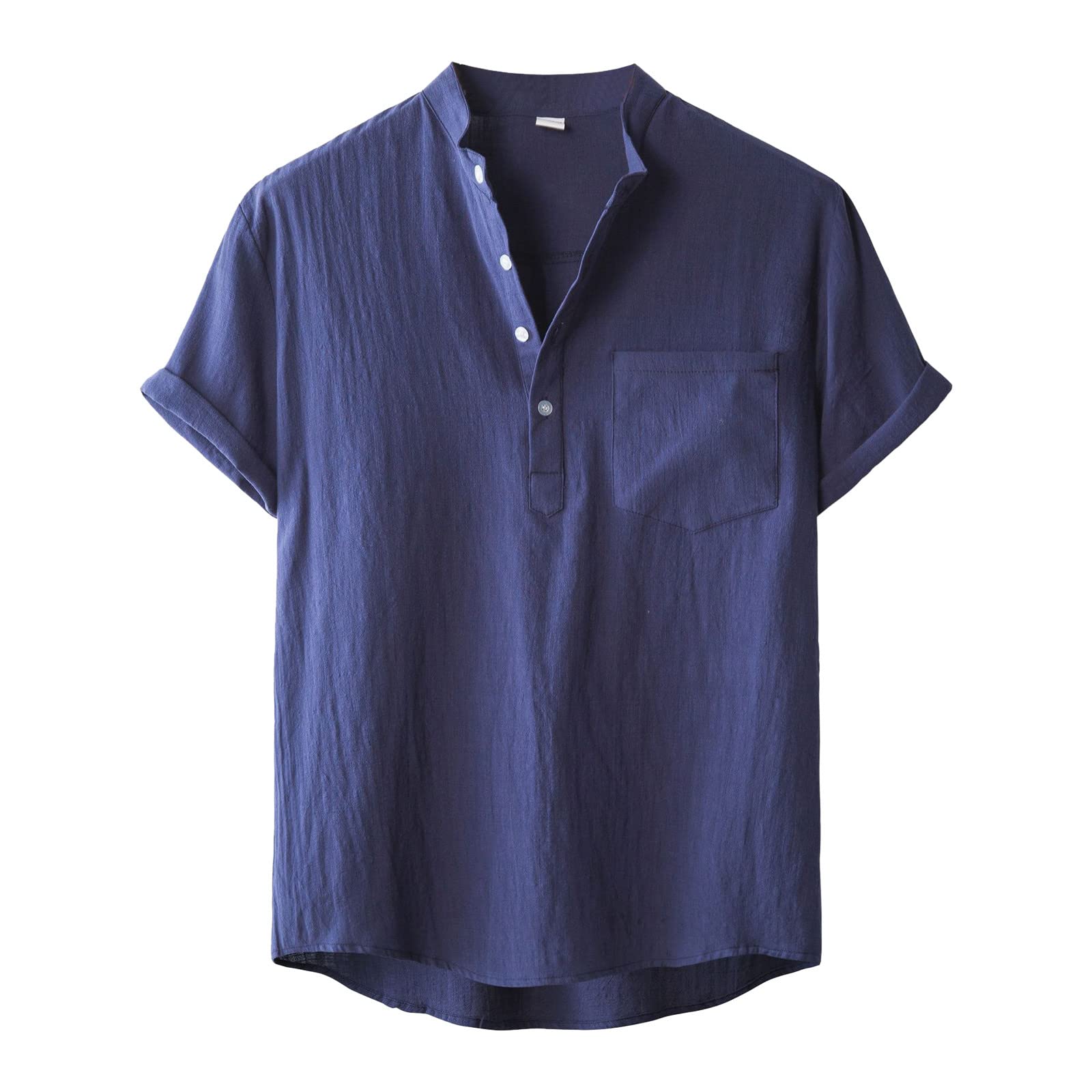 Men's Dry Fit Short Sleeve Polo T-Shirt - Athletic & Casual Zipper Lapel Tee - Navy Blue Plain Color Print Top for Workout & Everyday Wear