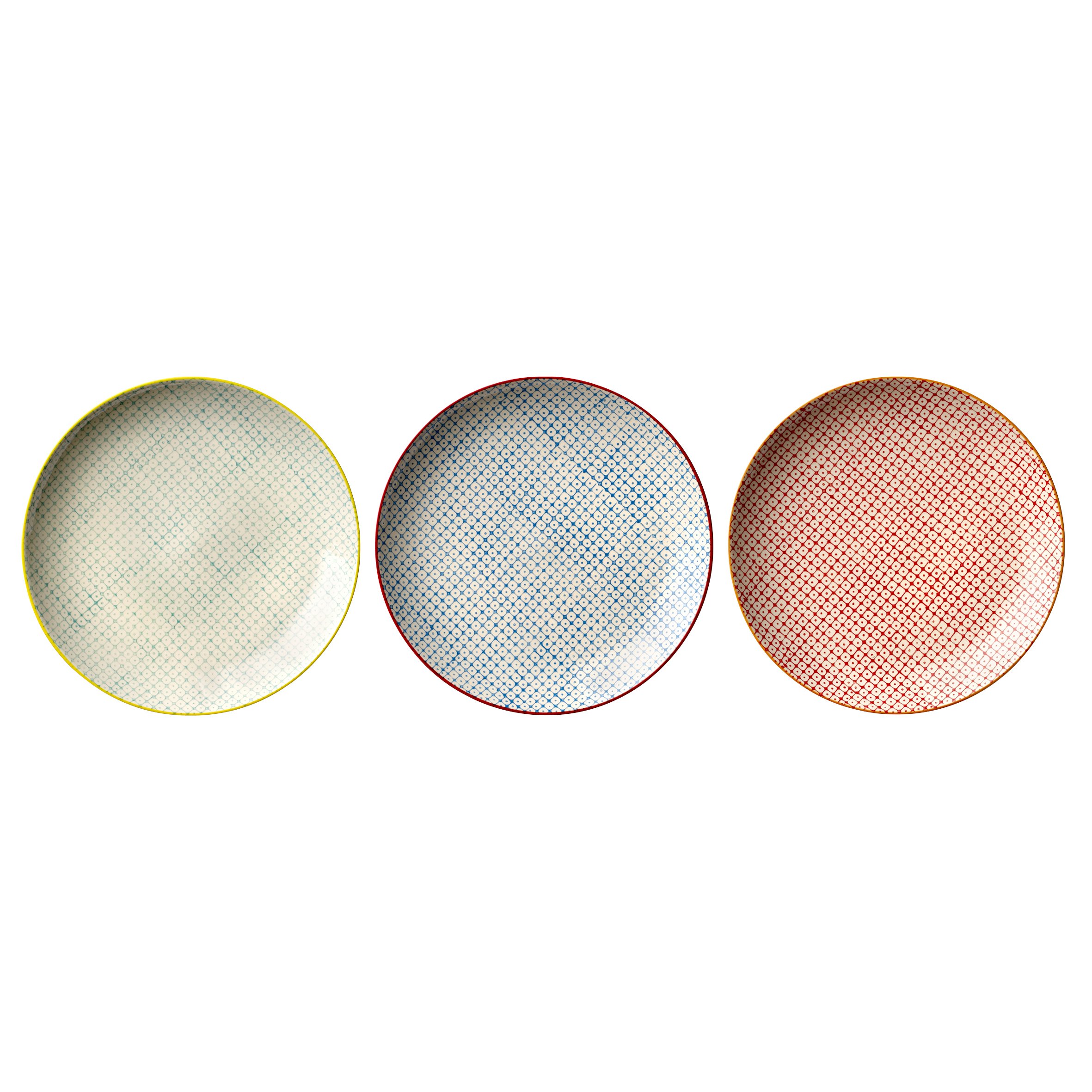 Bloomingville Carla 3-Piece Handmade Ceramic Dinner Plate Set - 25cm Diameter, Perfect for Dining, Entertaining & Home Decor