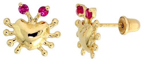 14K Yellow Gold Tiny Crab Stud Earrings - 3/8