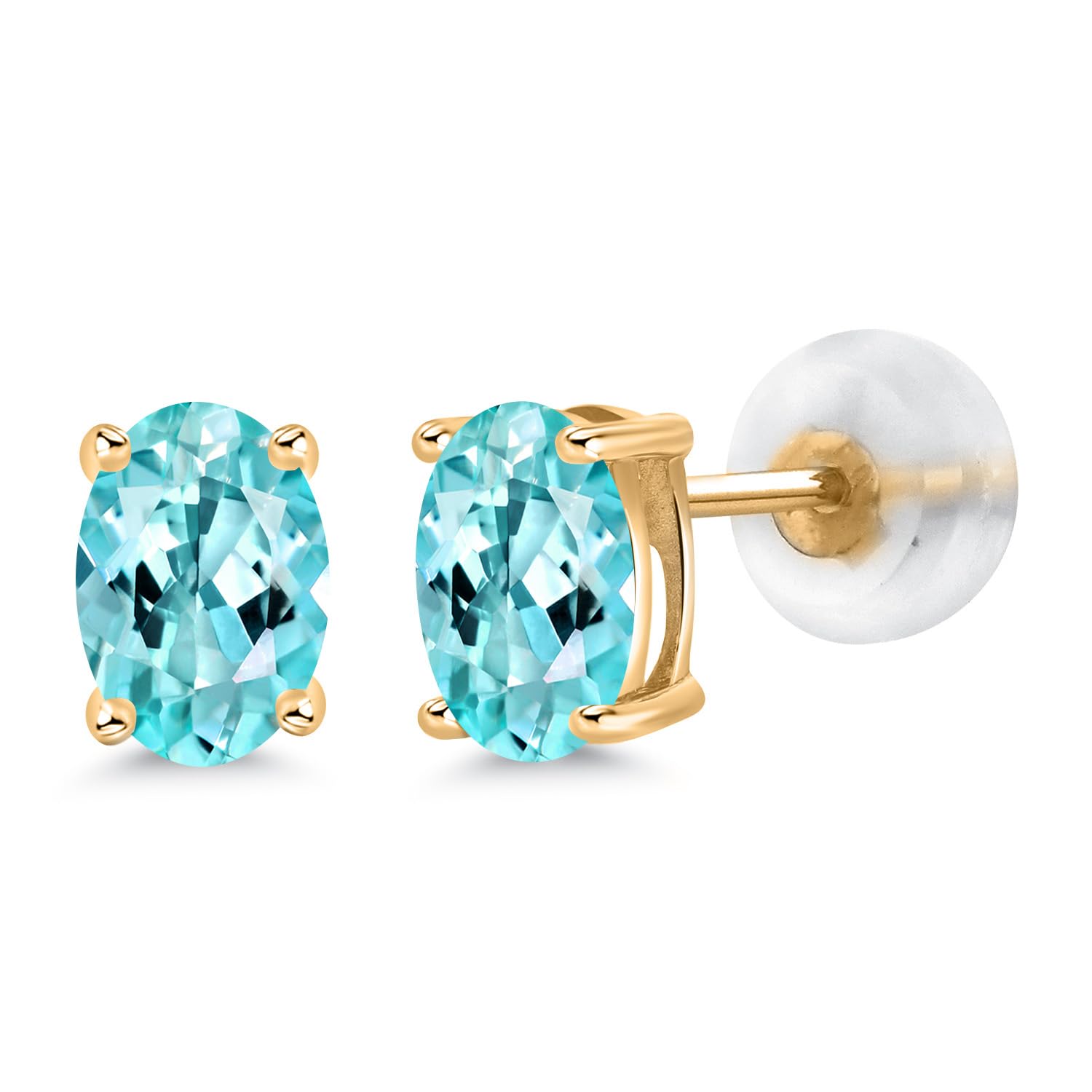 14K Gold Oval Gemstone Birthstone Stud Earrings for Women & Men | 6x4mm Oval Cut | Fine Jewelry Gift for Her, Mom, Wife | Wedding, Anniversary, Birthday Gift Idea