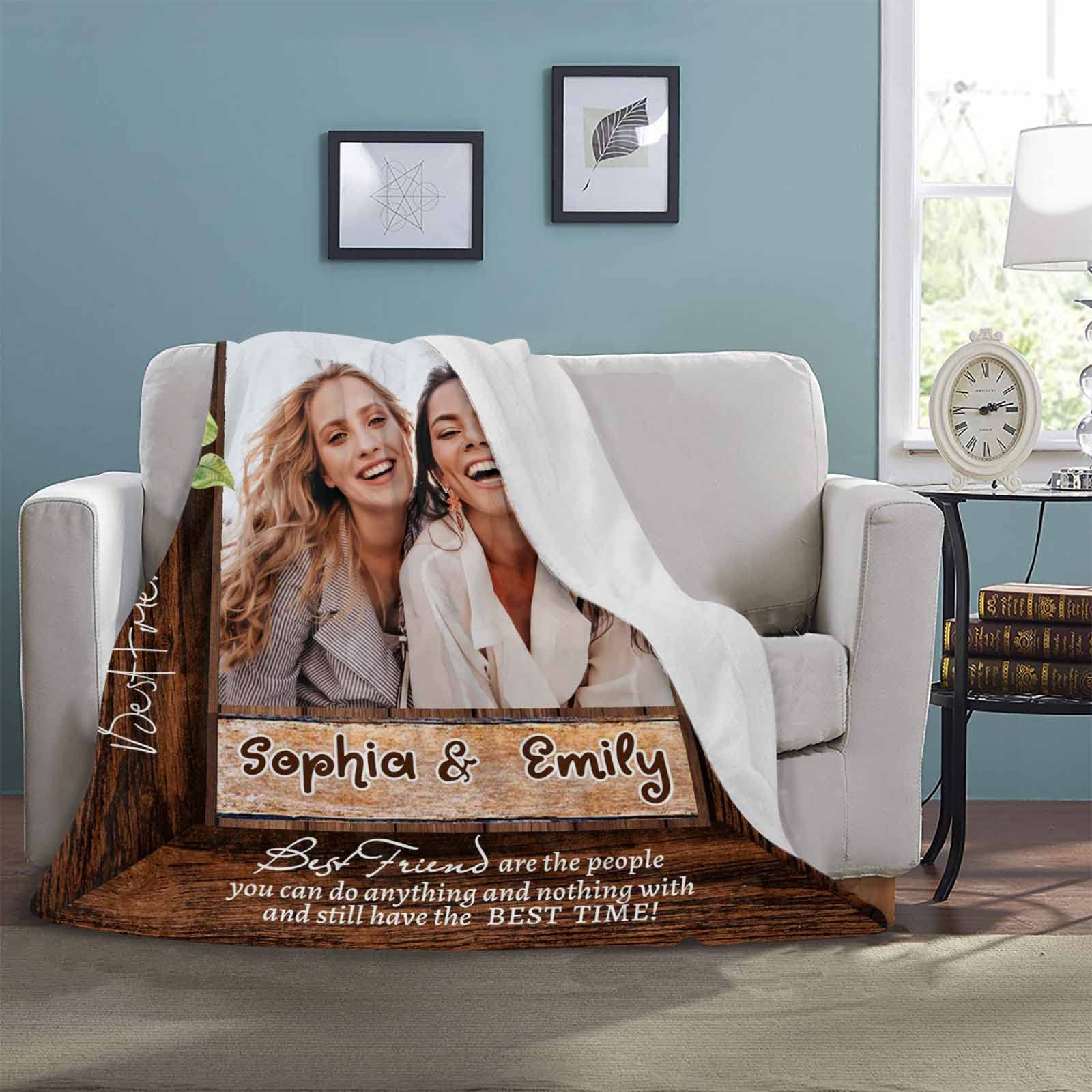 Personalized Best Friend Blanket - Custom Bestie Gift for Women, Sister & Teen Girls | Long Distance Friendship, Birthday, Christmas or Valentine's Day Gift for Her | Cozy Throw Blanket for Movie Nights, Dorm Room & Relaxation