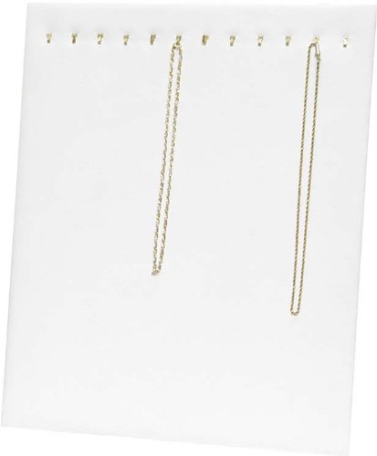 12-Hook White Leatherette Chain Board - Wall Mounted Jewelry Organizer for Necklaces & Bracelets | Perfect for Bedroom, Bathroom & Closet Organization