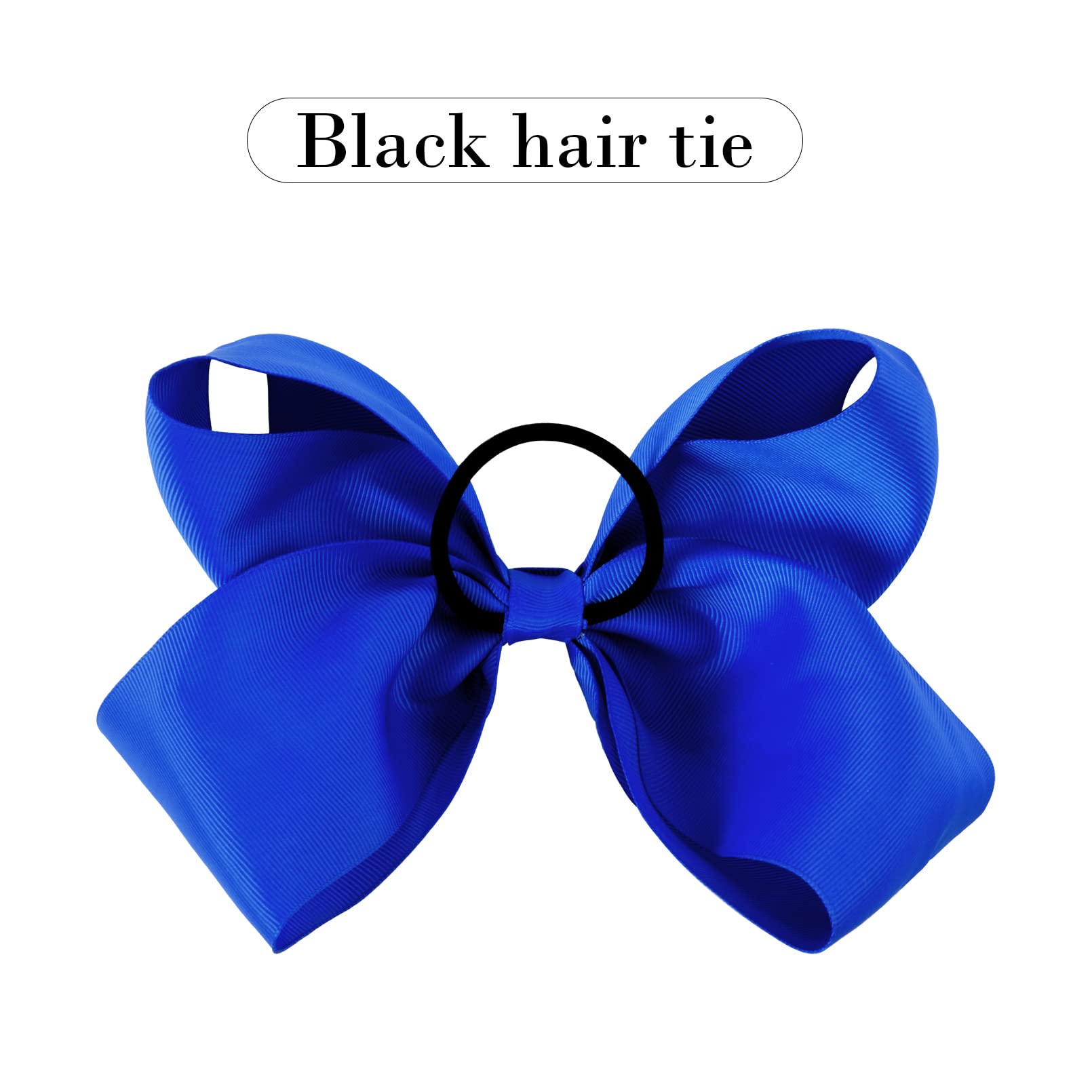 7PCS Blue Hair Bows for Girls - Toddler Elastic Hair Ties, Grosgrain Ribbon Ponytail Holders, Kids Hair Accessories (8