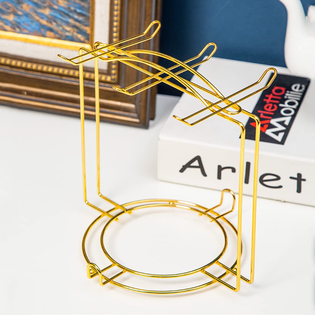 YY YEARCHY Metal Mug Tree Organizer - 6 Hook Hangers Coffee Cup Holder for Espresso & Tea Cups (7.48x8.27 Inch, Gold) | Countertop Drainer Stand for Kitchen, Coffee Bar & Tea Party Decor