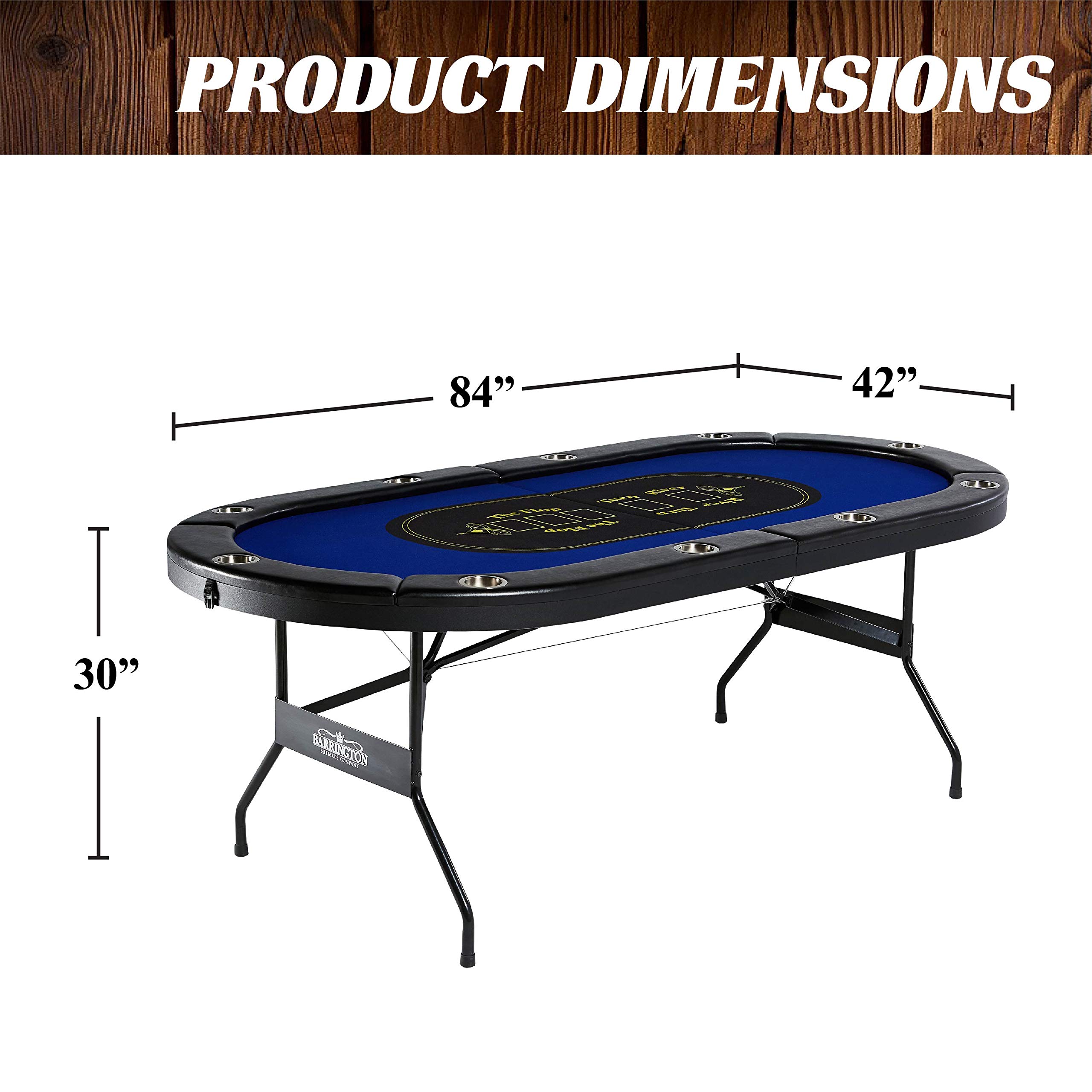 Barrington Folding Poker Table & Table Top Set - Durable Padded Rail with Felt Surface for Texas Hold'em, Blackjack & Casino Nights | Multi-Style Convertible Game & Dining Table for Home, Parties & Game Rooms