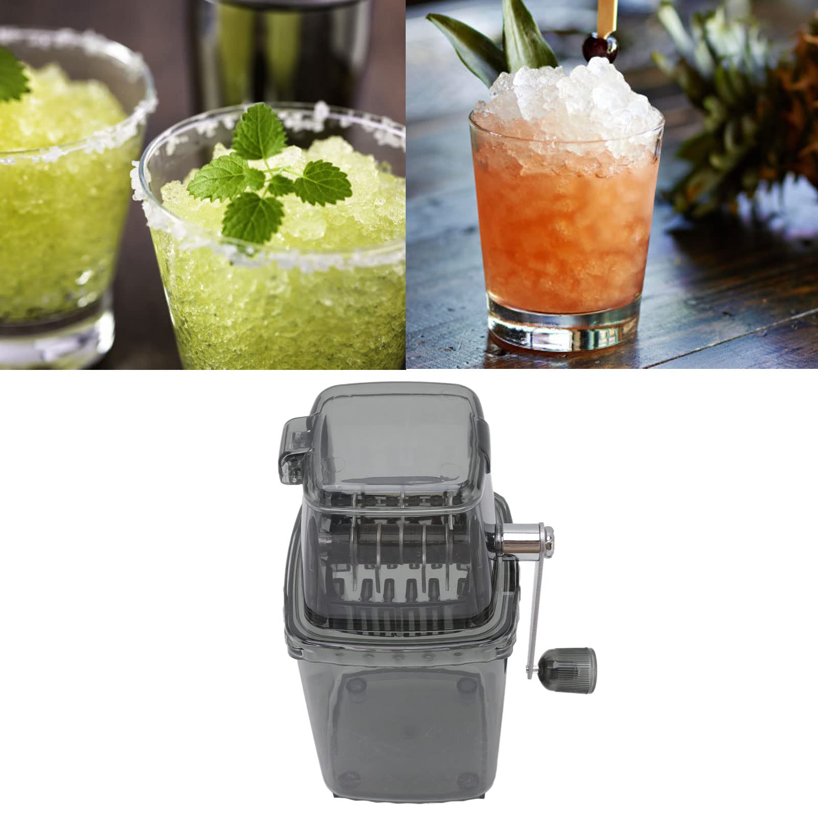 Premium Manual Ice Crusher - Portable Hand Crank Ice Shaver Machine for Snow Cones, Cocktails & Home Use - Compact Grey Countertop Ice Maker for Kitchen, Bar, Parties & Outdoor Events