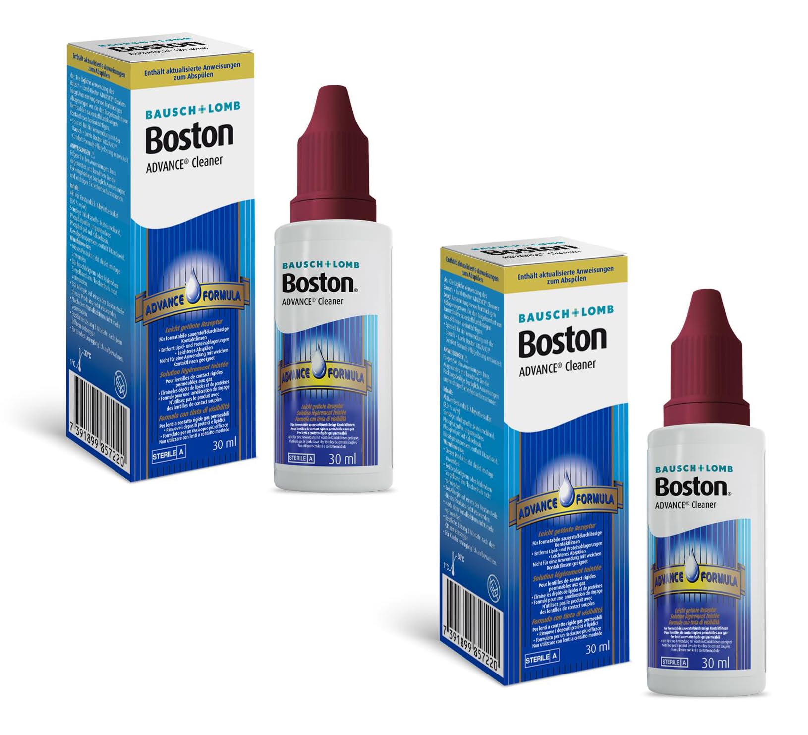 Bausch & Lomb Boston Advance Contact Lens Cleaner for Hard Lenses - 2 Pack | Gentle Cleaning Solution for Rigid Gas Permeable (RGP) Lenses | Perfect for Daily Use & Travel
