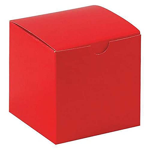Premium Holiday Gift Boxes 4x4x4 Inches - Bulk 100-Pack Red Christmas Present Packaging for Parties, Corporate Gifts & Retail Display