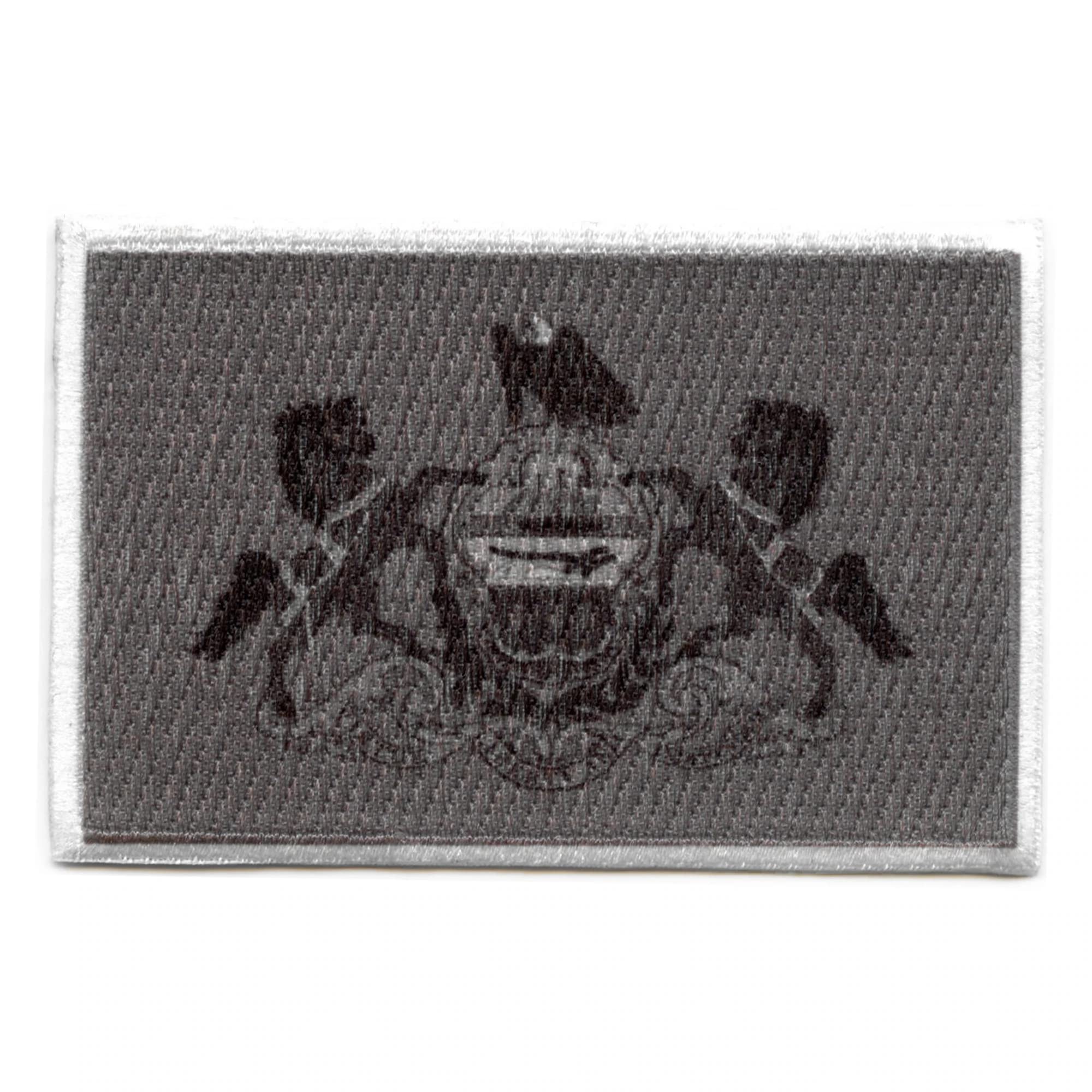 Pennsylvania State Flag Patch - Grayscale Embroidered Iron On Applique for DIY Crafts, Jackets & Backpacks | Perfect for Patriotic Decor & Sewing Projects