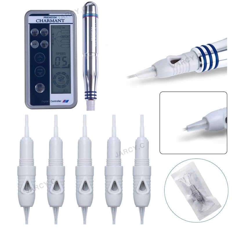 5Pcs 5FP Cartridge Needles for PMU Machine - Disposable Permanent Makeup Needles for Eyebrows & Lips (8mm Diameter) - Professional Tattoo & Microblading Supplies for Beauty Salons & Home Use