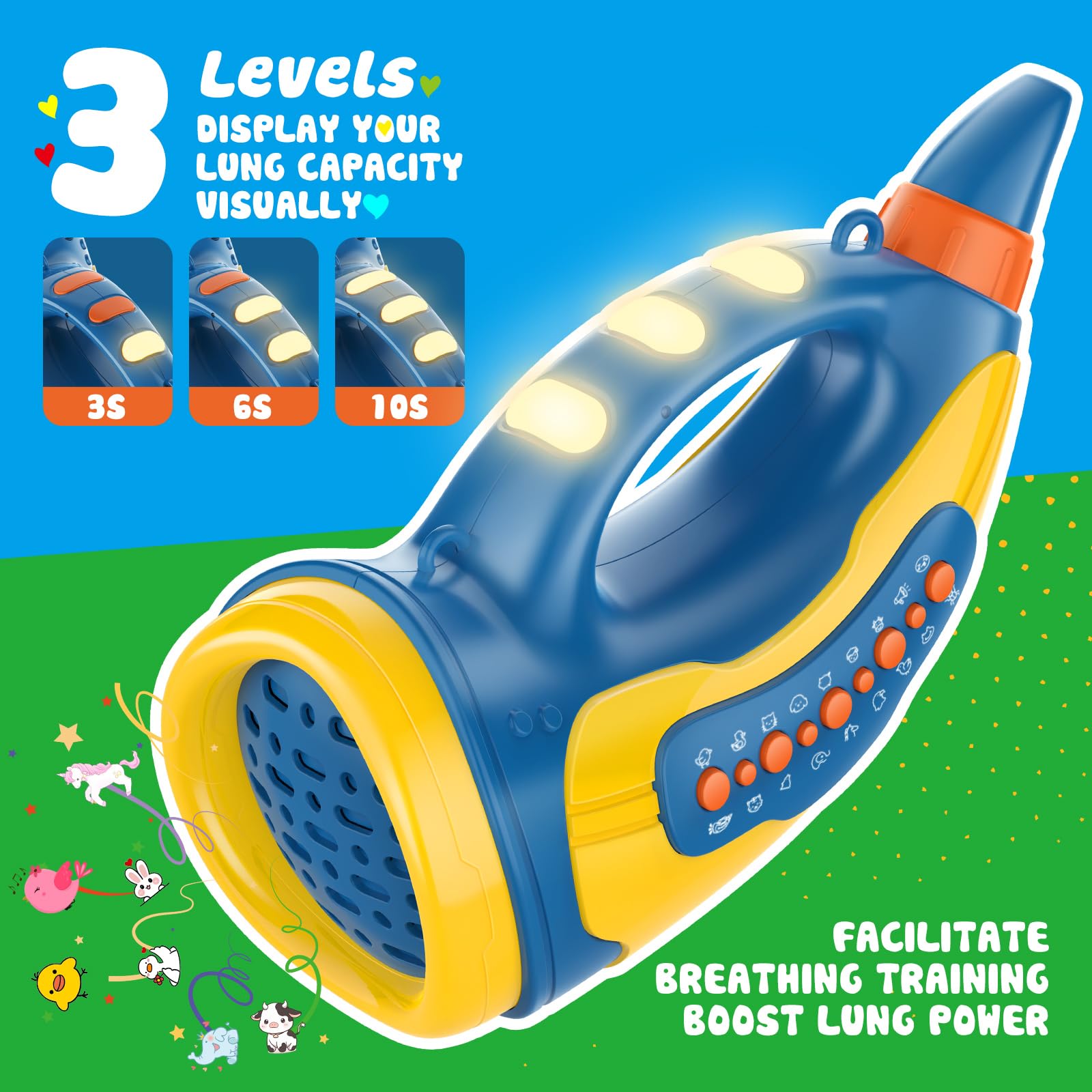 Voice Changer Toy for Kids Ages 3-8 - 30 Fun Animal Sounds & LED Lights | Interactive Hunting & Nature Exploration Outdoor Toy for Boys & Girls (Blue) - Perfect for Birthday Gifts, Camping Adventures & Pretend Play