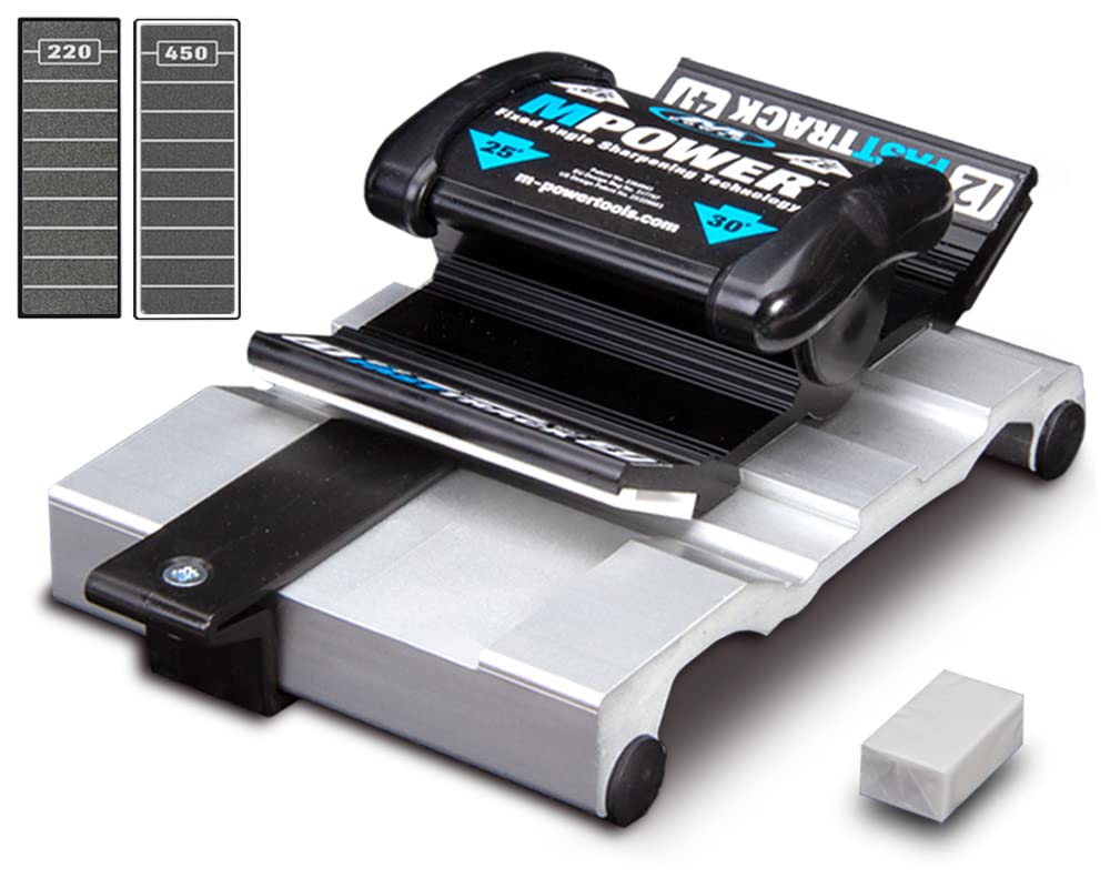 MPOWER Chisel Sharpening Jig with Fixed Honing Angles - Professional Diamond Sharpener Kit with 2x 3 Inch Diamond Stones - Perfect Honing Guide for Woodworking Chisels & Planes - Ideal for DIY Projects & Professional Woodworking