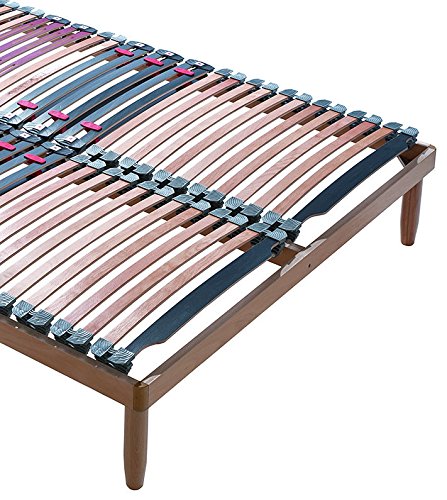 EvergreenWeb - 120x190cm Individual Wooden Slatted Bed Frame with Adjustable Ergonomic Support, Reinforced Beech Wood Slats, 4 Removable Feet - Fits All Beds & Mattresses - Perfect for Small Bedrooms, Guest Rooms & Dormitories