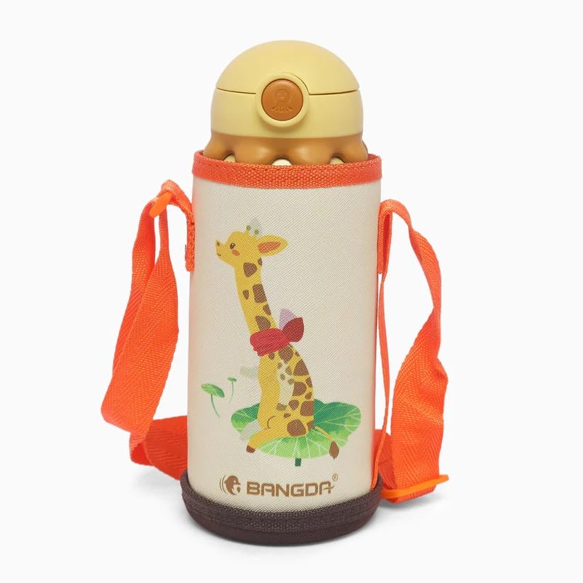 Premium Stainless Steel Vacuum Insulated Water Bottle with Octopus Design - 600ml Leakproof Flask with Cute Cover & Adjustable Strap - Ideal for Outdoor Activities, Gym, Hiking and Travel
