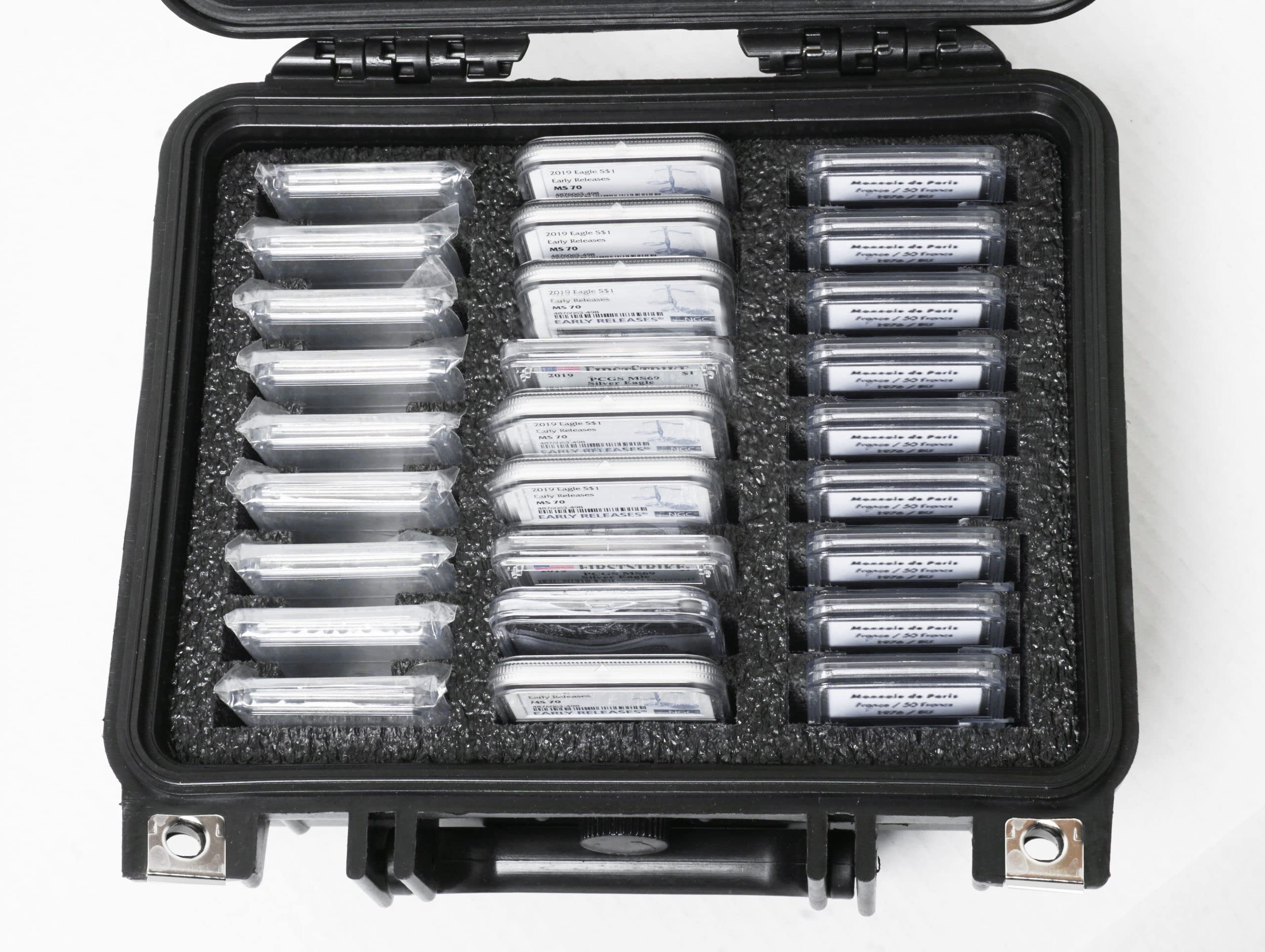 Case Club 27-45 Graded Coin Slab Storage Case - Secure Foam Slots for PCGS, NGC & Other Graded Coins - Durable Hard Shell Travel Organizer for Collectors - Perfect for Home Display, Safe Transport & Coin Collection Organization