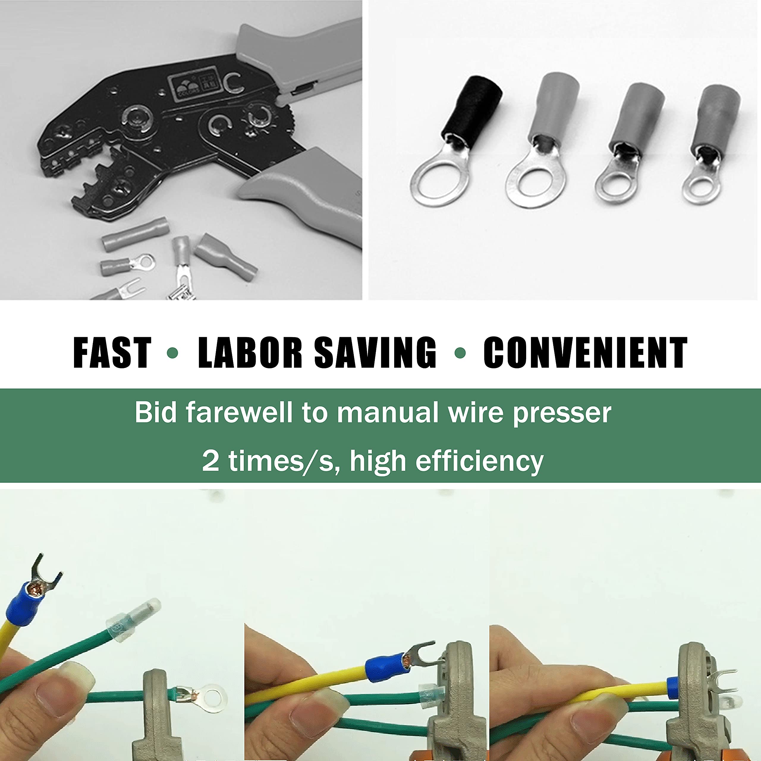 Huanyu 8.0mm Pneumatic Crimping Pliers - Professional Copper Wire Terminal Crimper Tool with Air Nipper for Electrical Wiring (Ideal for Automotive, HVAC & Industrial Applications)